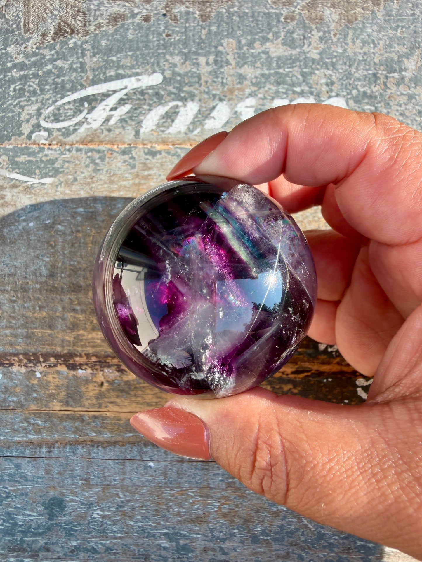 Gorgeous Dark Rainbow Fluorite Sphere | Opt R