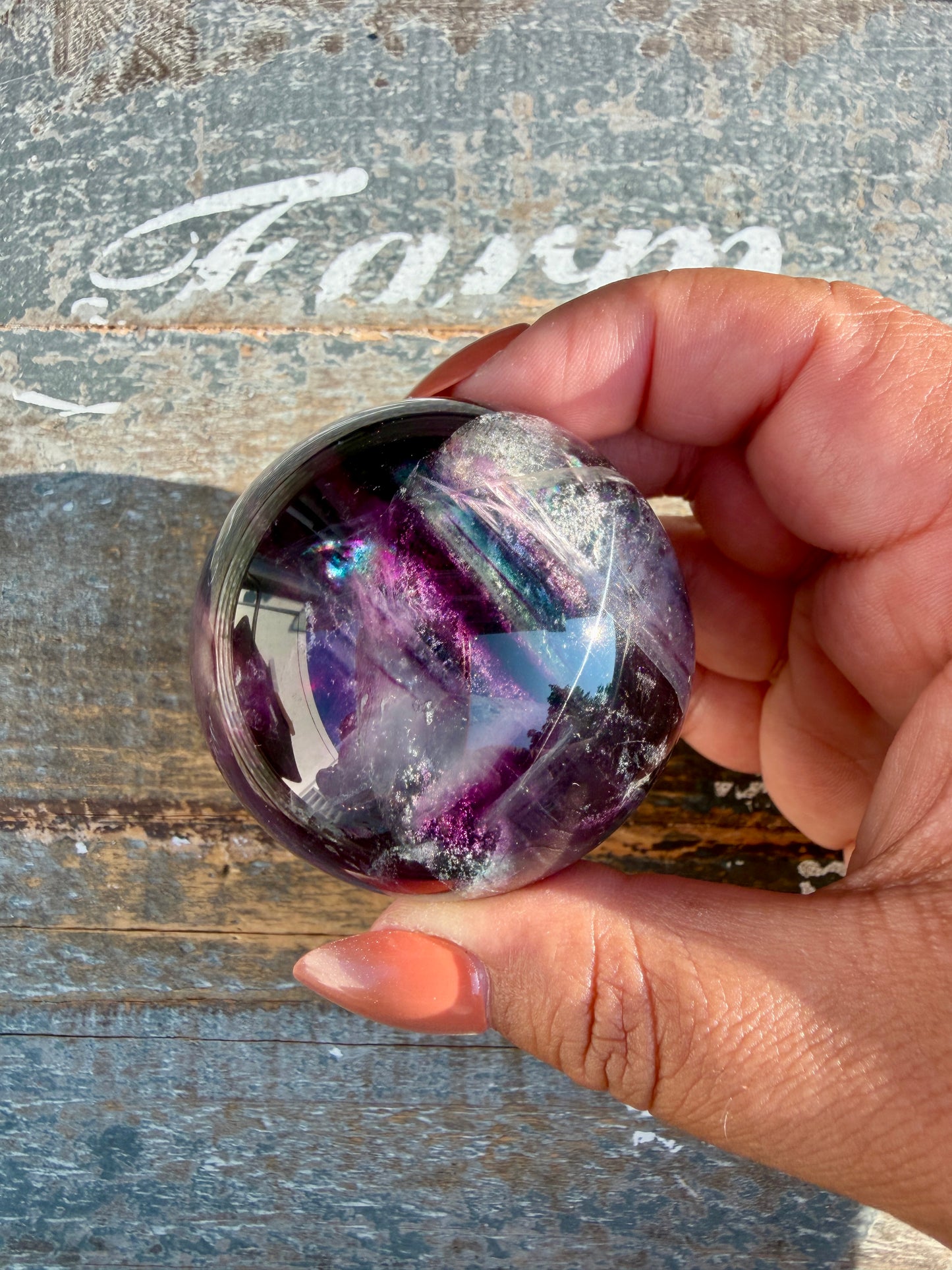 Gorgeous Dark Rainbow Fluorite Sphere | Opt R