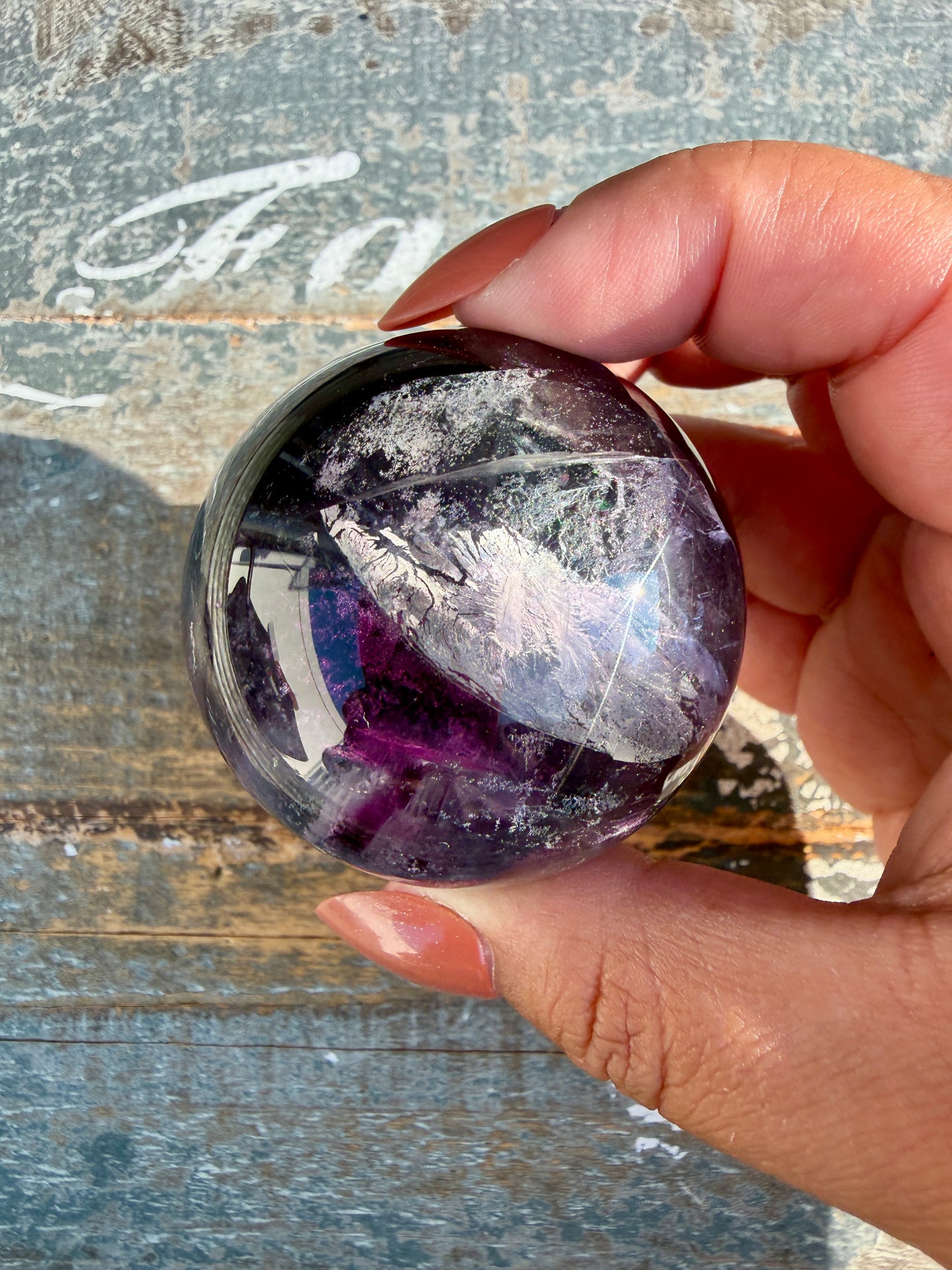 Gorgeous Dark Rainbow Fluorite Sphere | Opt R