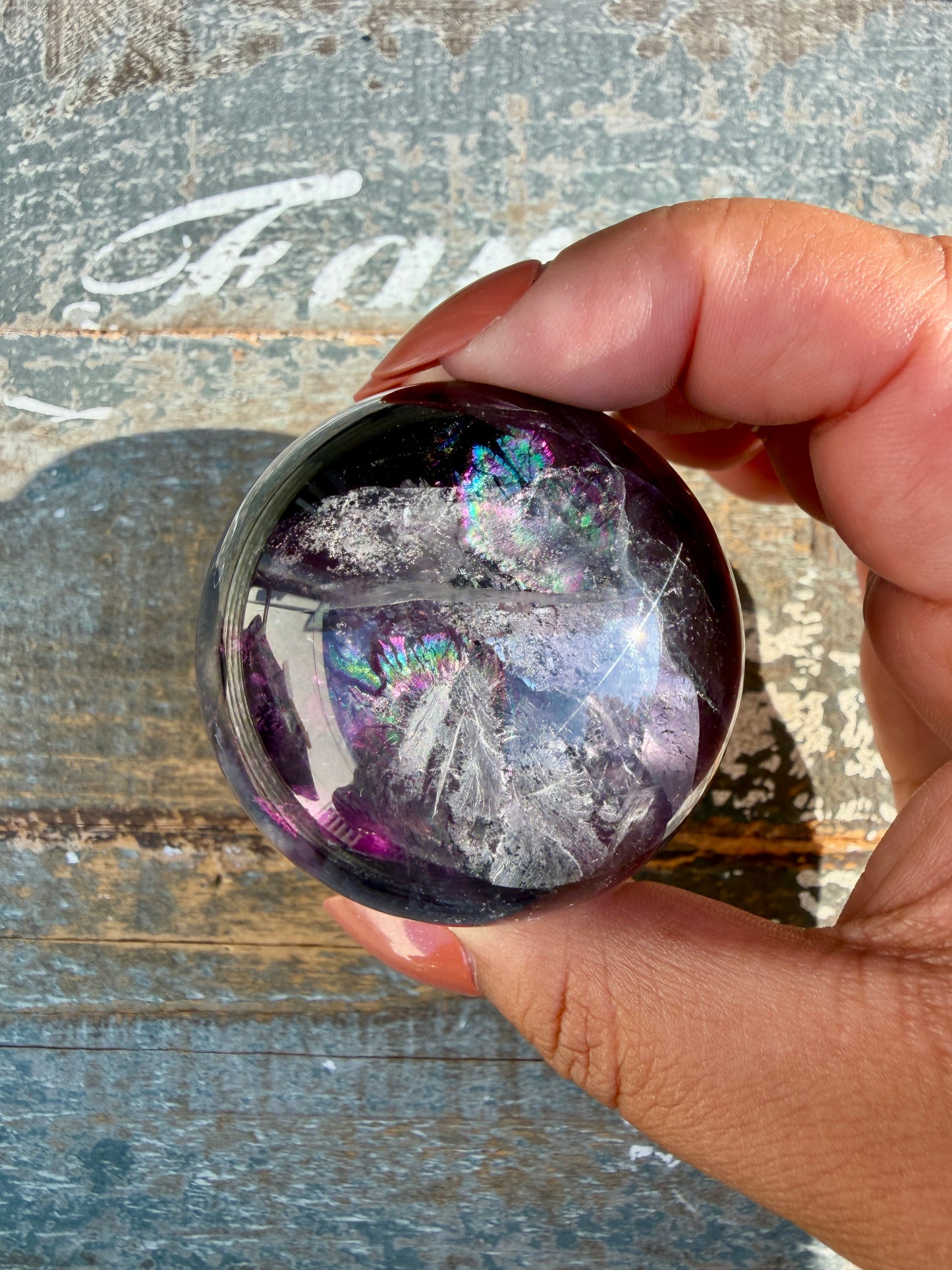 Gorgeous Dark Rainbow Fluorite Sphere | Opt R