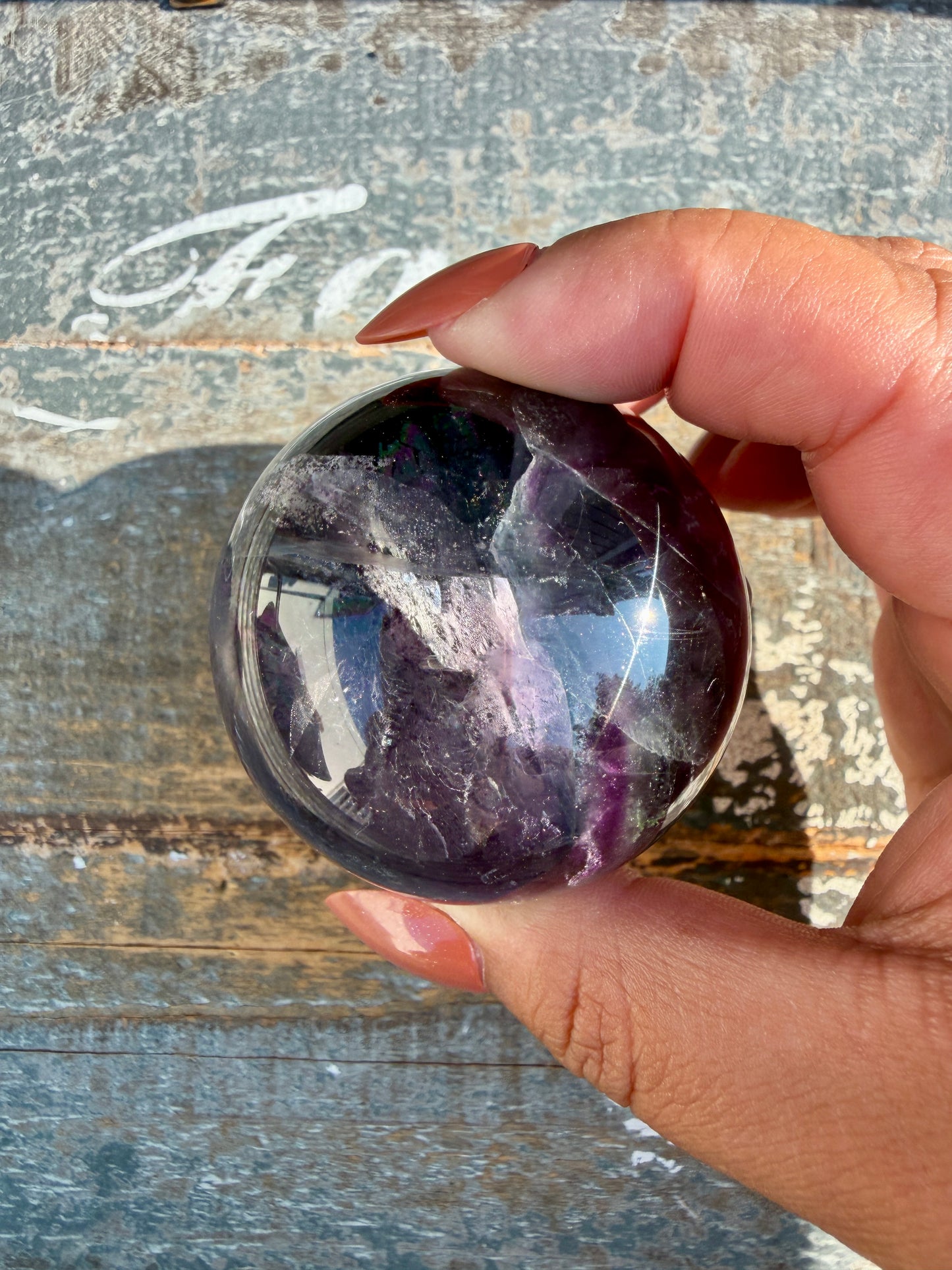 Gorgeous Dark Rainbow Fluorite Sphere | Opt R