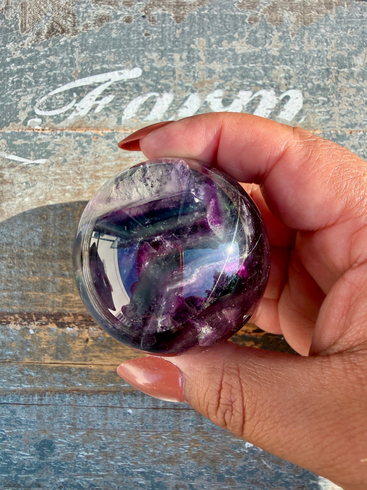 Gorgeous Dark Rainbow Fluorite Sphere | Opt R