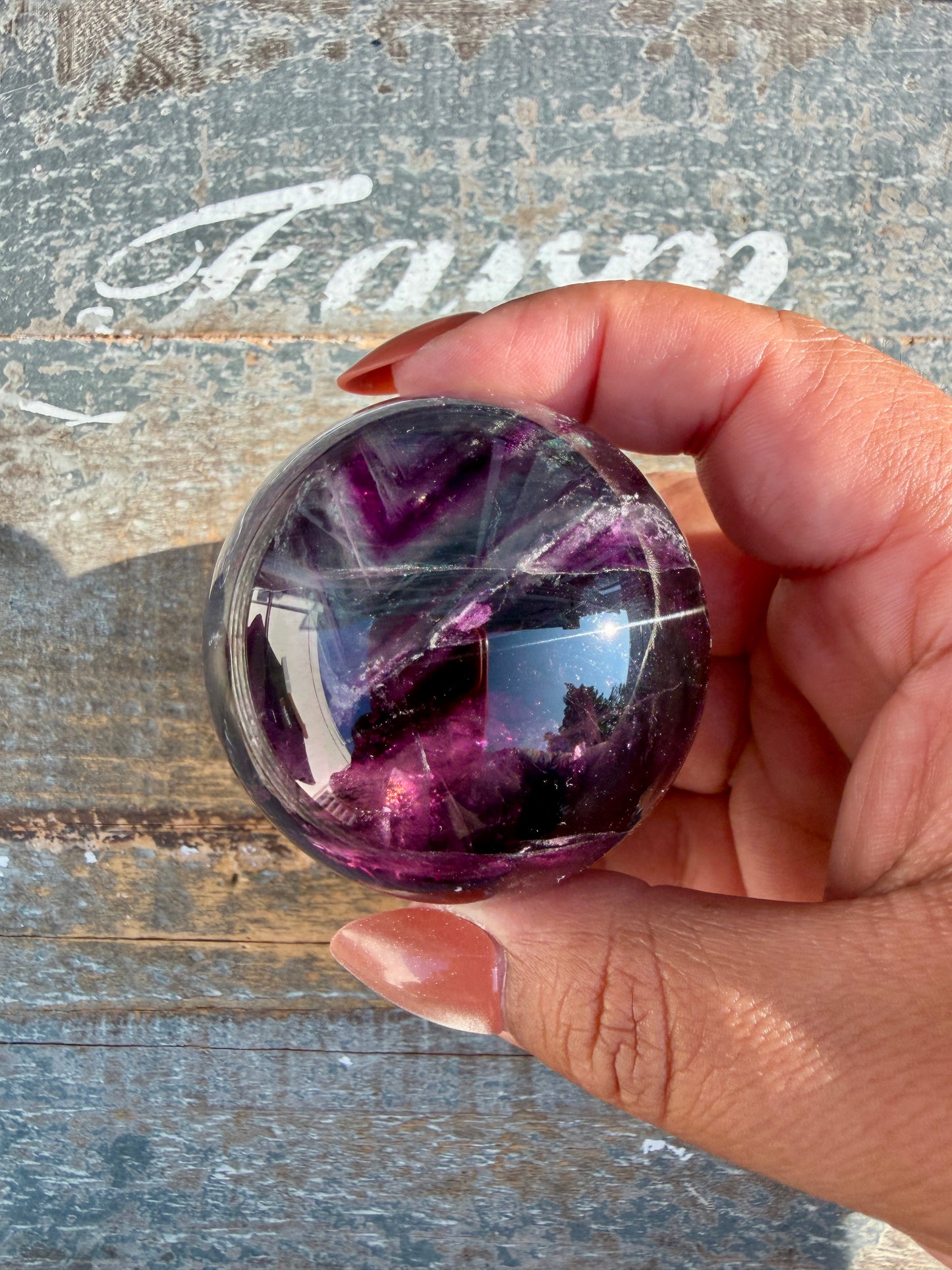 Gorgeous Dark Rainbow Fluorite Sphere | Opt R