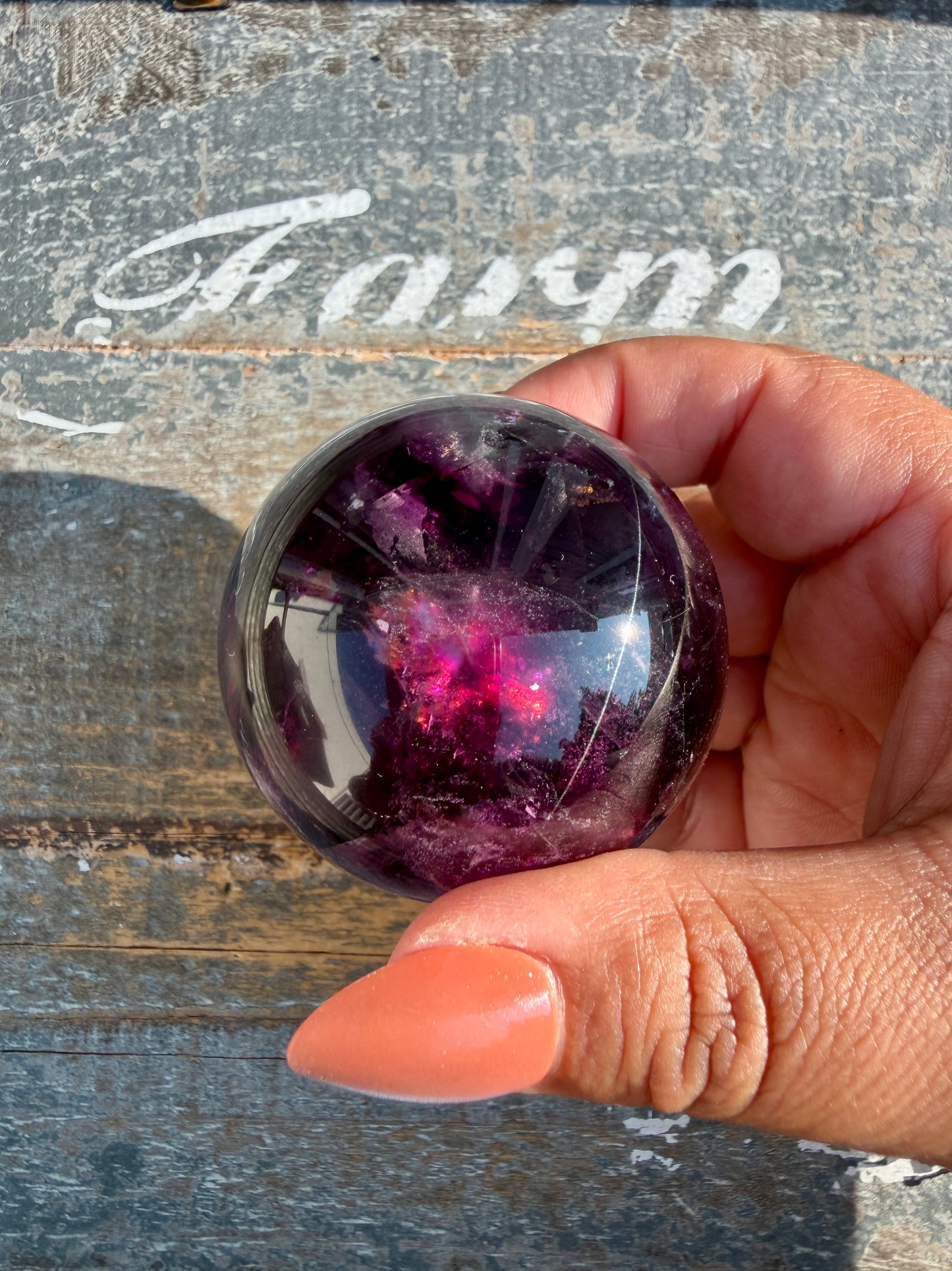 Gorgeous Dark Rainbow Fluorite Sphere | Opt R