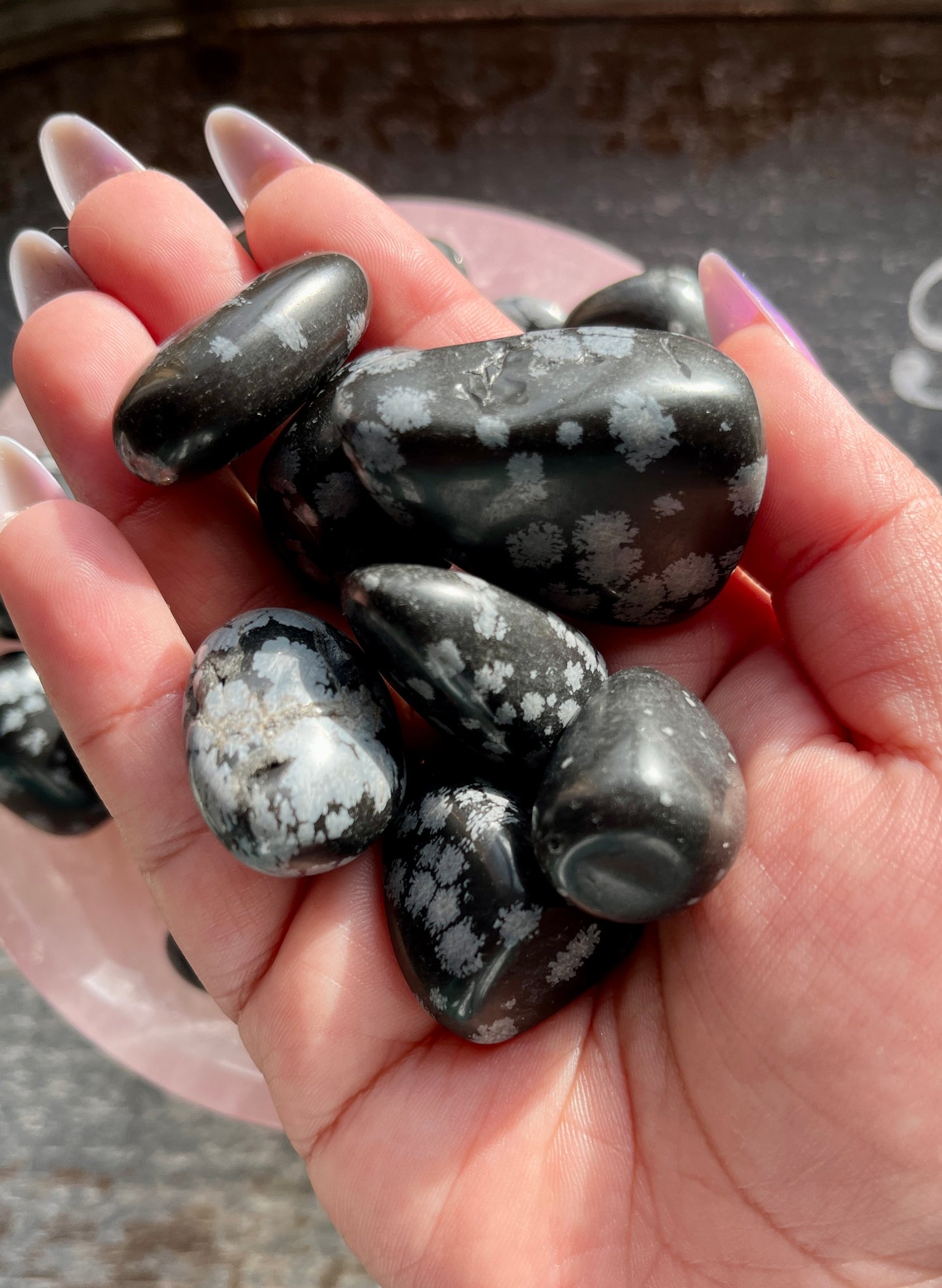 One (1) Snowflake Obsidian Tumble