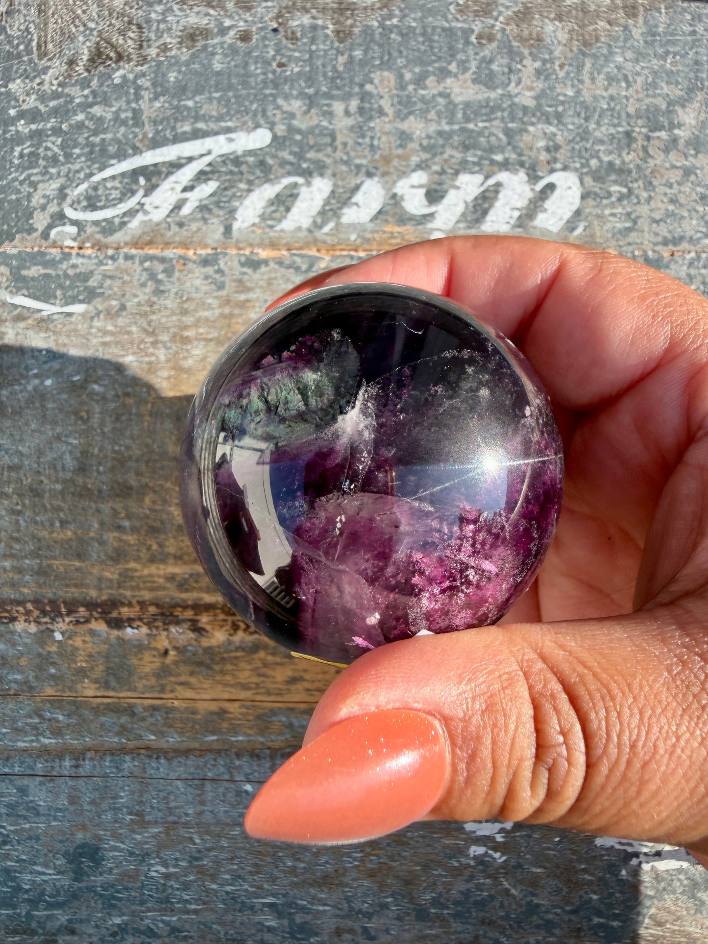 Gorgeous Dark Rainbow Fluorite Sphere | Opt R