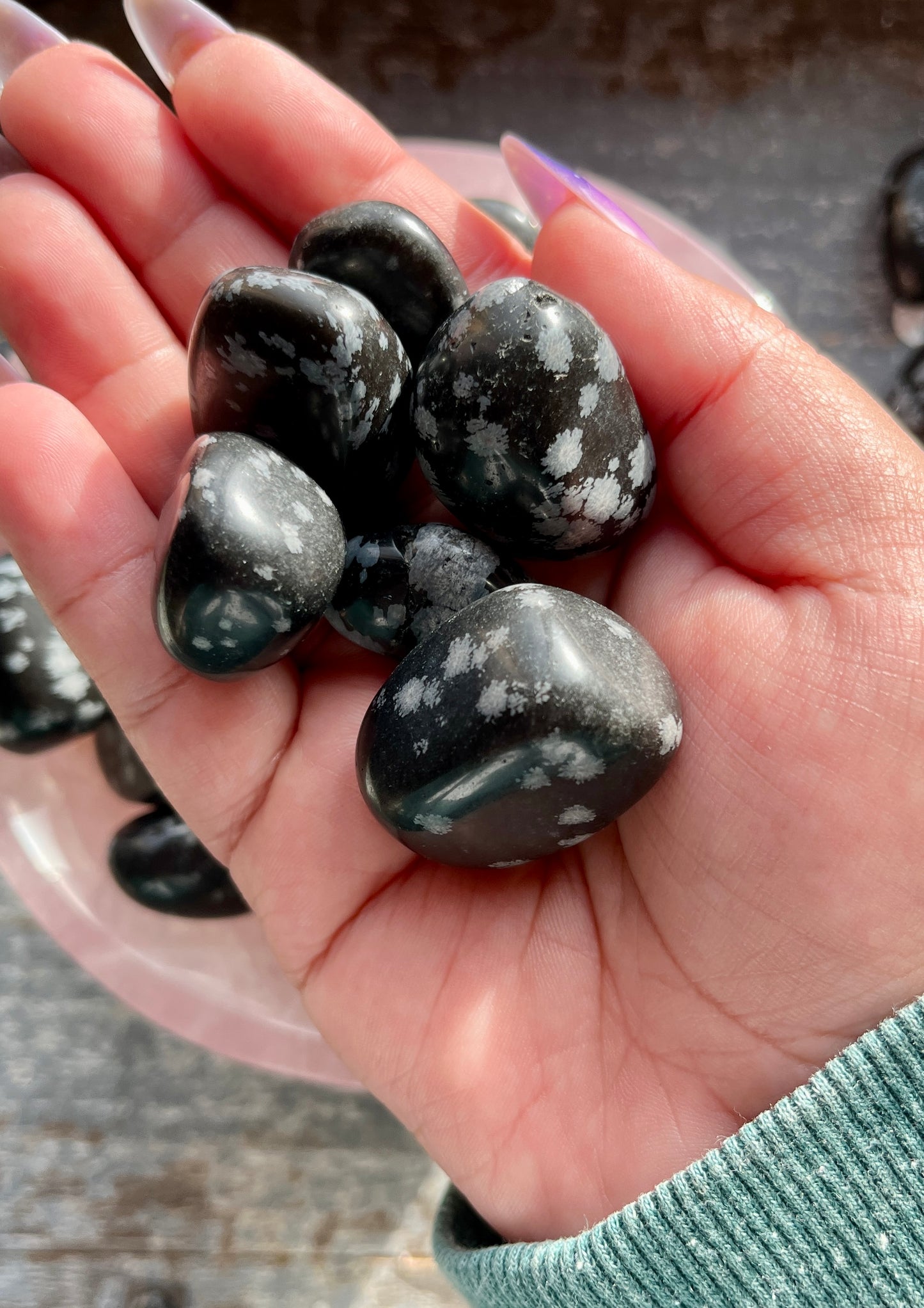 One (1) Snowflake Obsidian Tumble