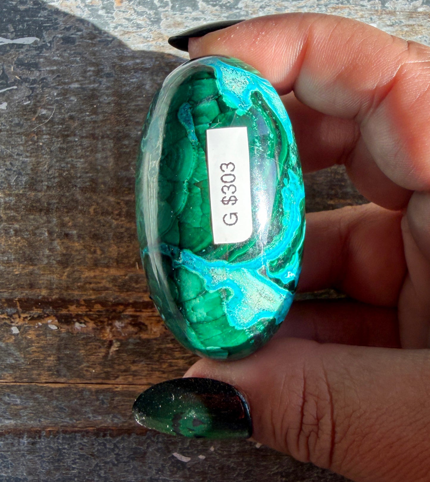 Gorgeous Malachite & Chrysocolla Lingam Stone | Opt G
