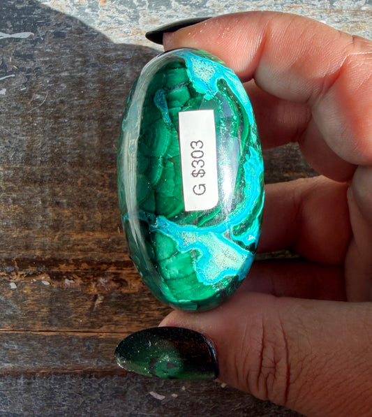 Gorgeous Malachite & Chrysocolla Lingam Stone | Opt G