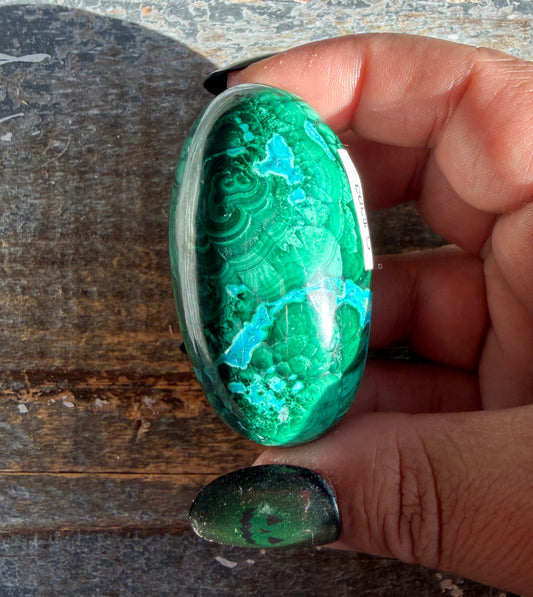 Gorgeous Malachite & Chrysocolla Lingam Stone | Opt G