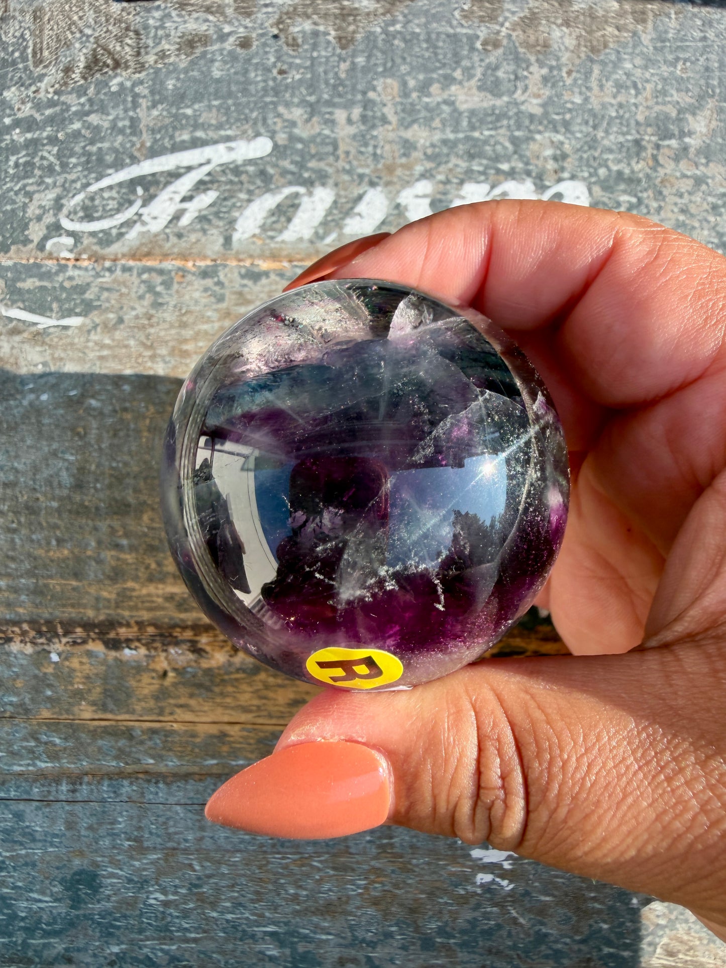 Gorgeous Dark Rainbow Fluorite Sphere | Opt R