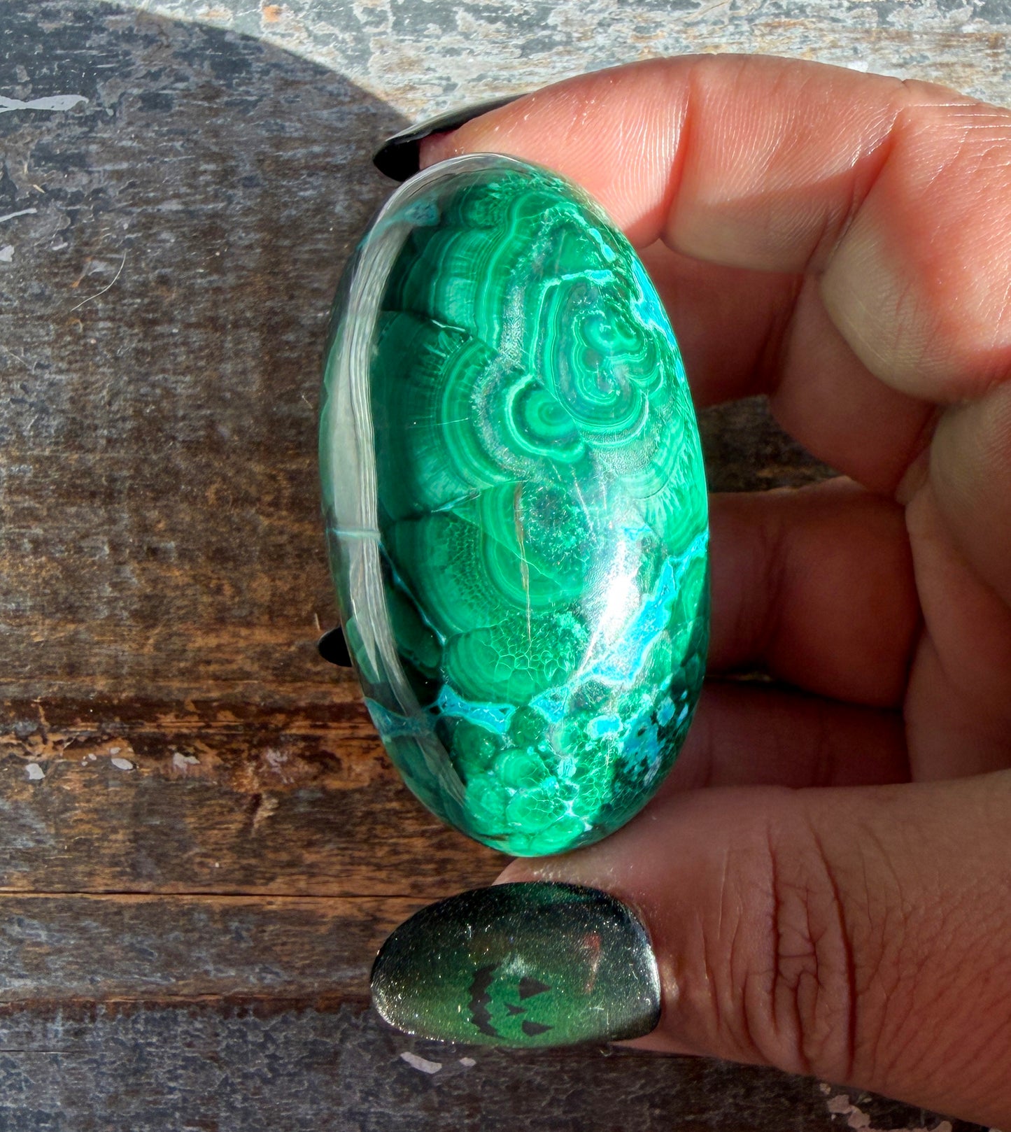 Gorgeous Malachite & Chrysocolla Lingam Stone | Opt G