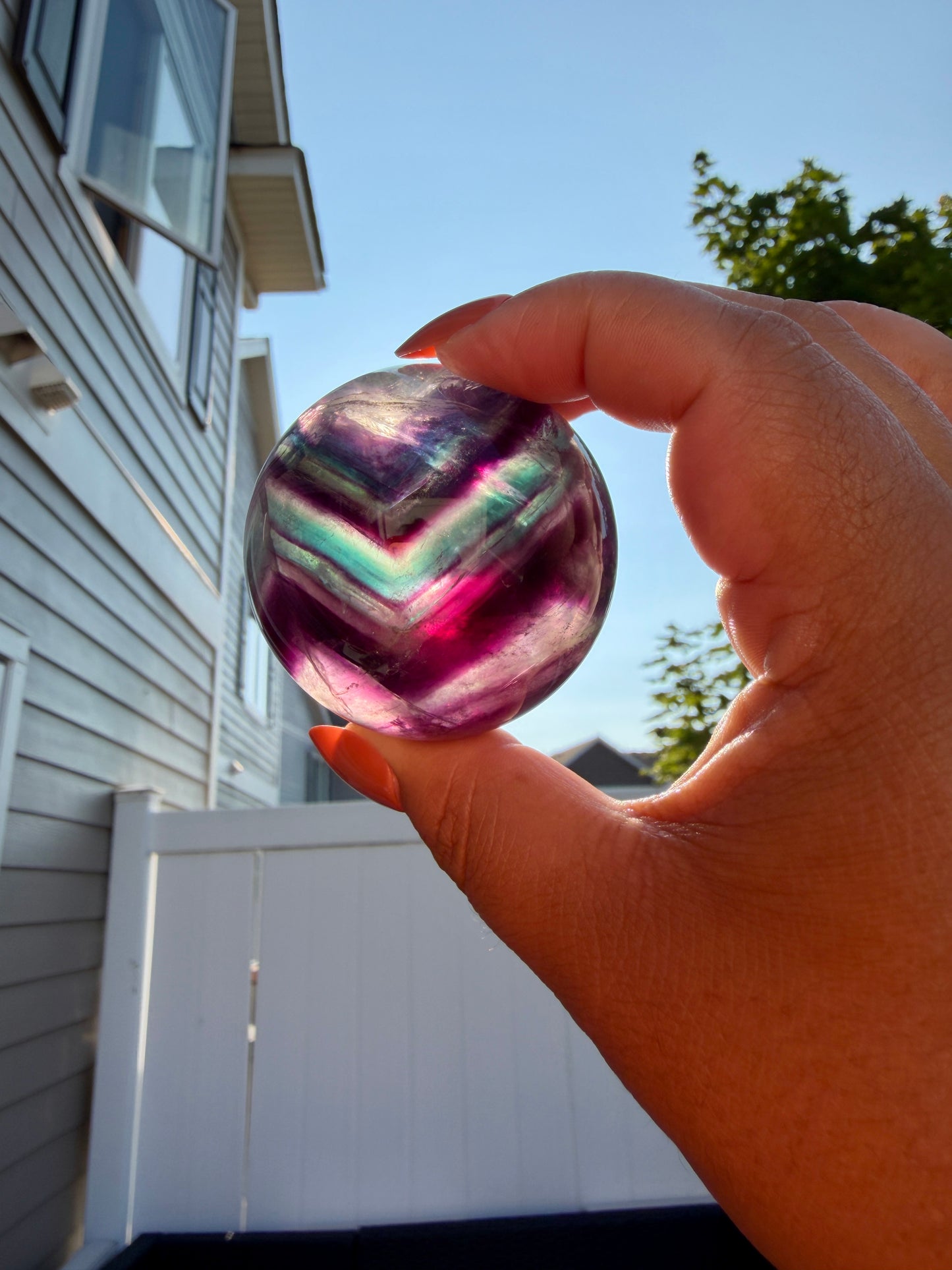 Gorgeous Dark Rainbow Fluorite Sphere | Opt R
