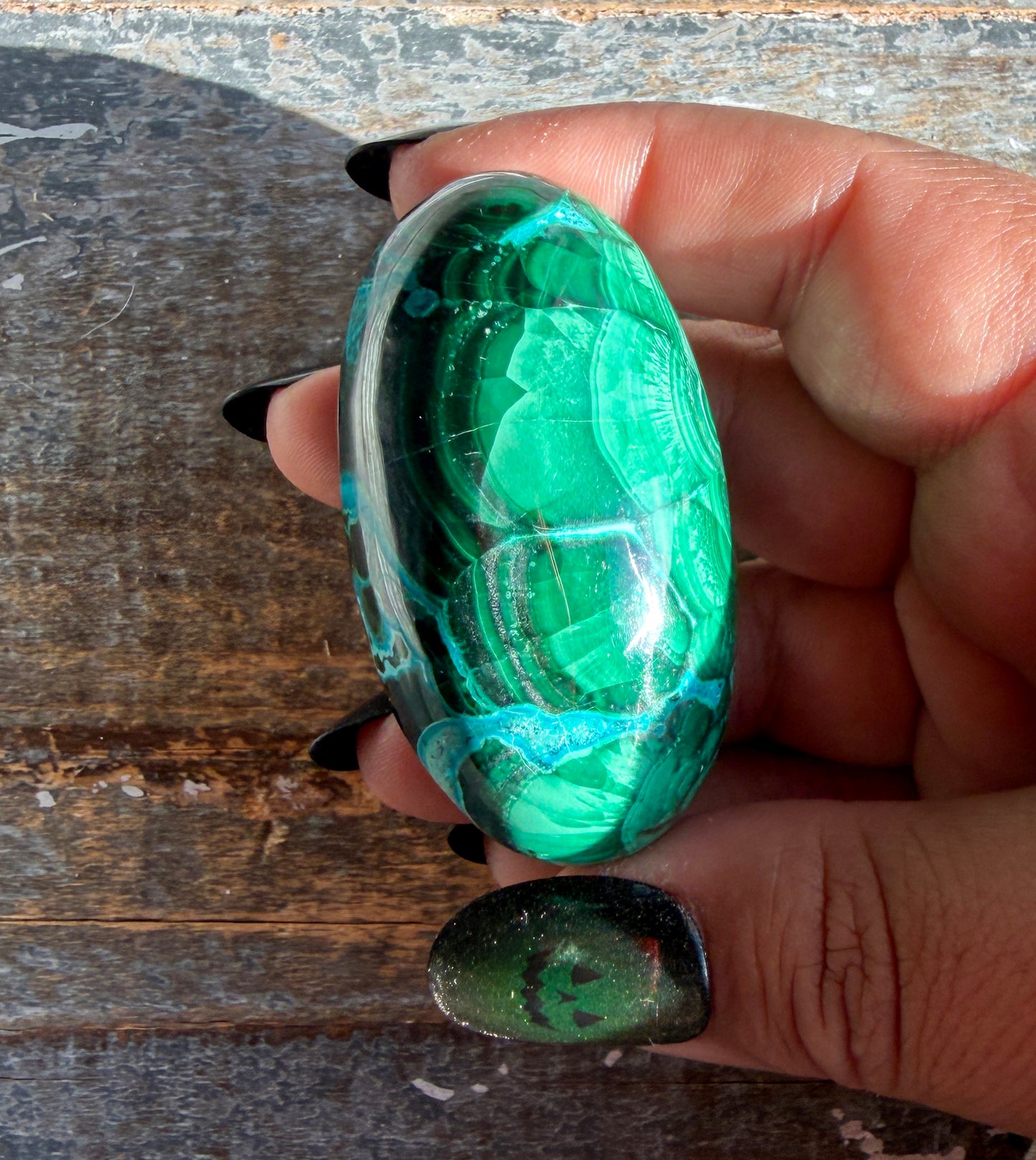 Gorgeous Malachite & Chrysocolla Lingam Stone | Opt G