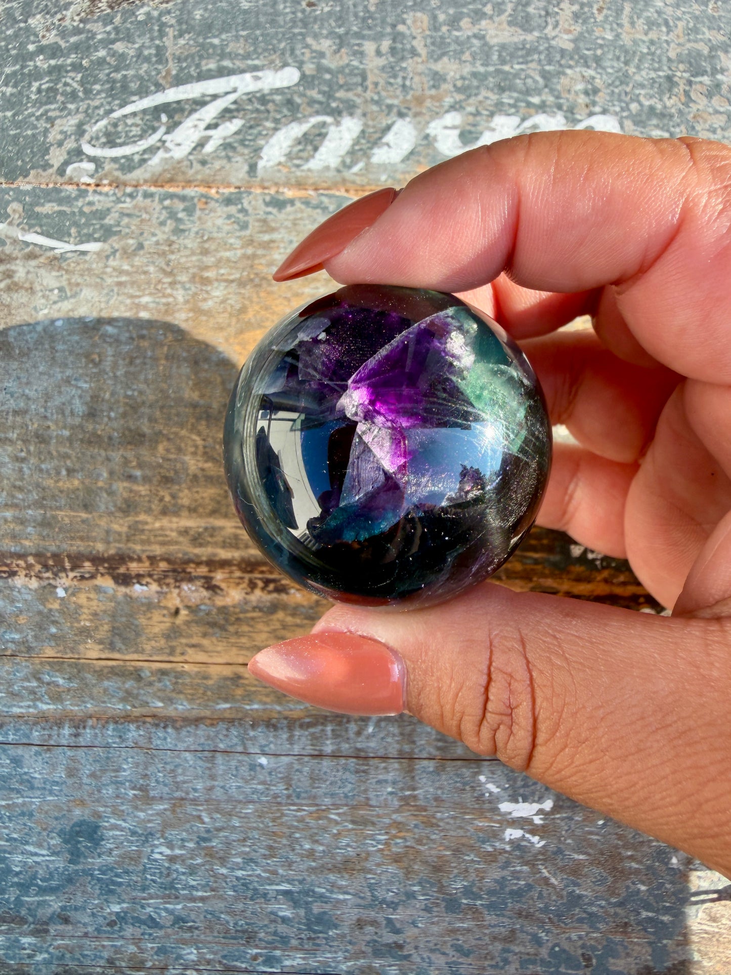 Gorgeous Dark Rainbow Fluorite Sphere | Opt P