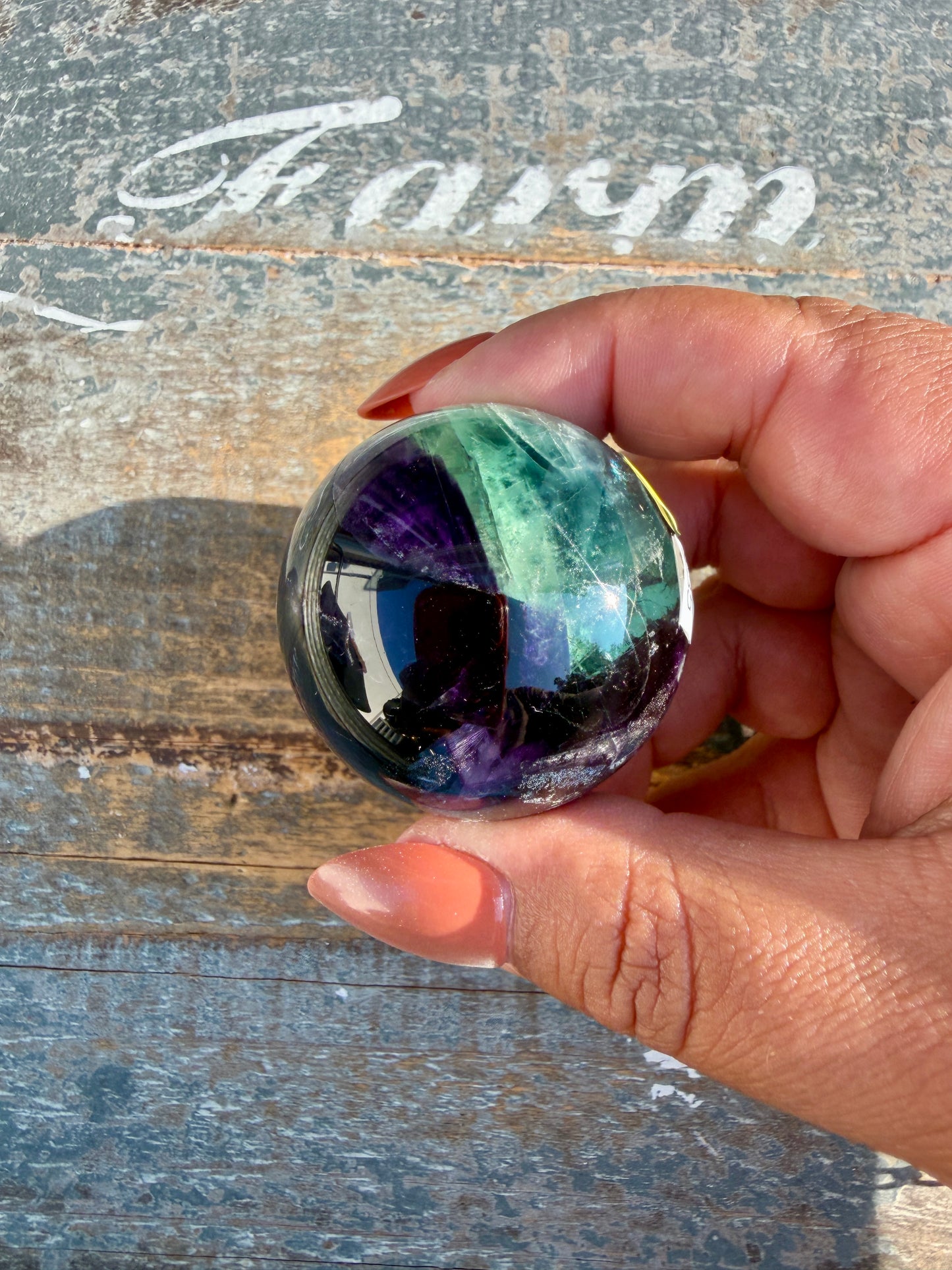Gorgeous Dark Rainbow Fluorite Sphere | Opt P
