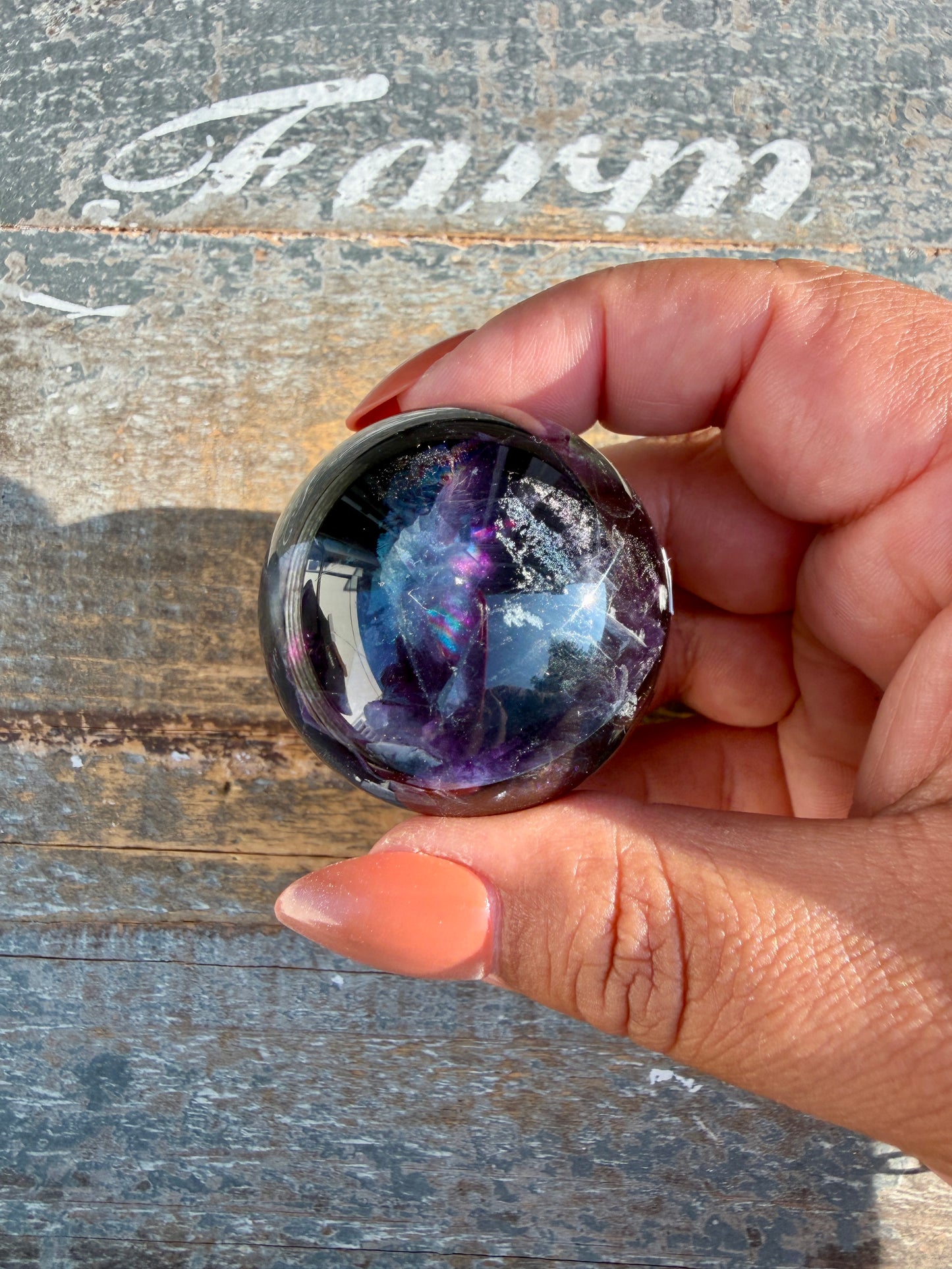Gorgeous Dark Rainbow Fluorite Sphere | Opt P