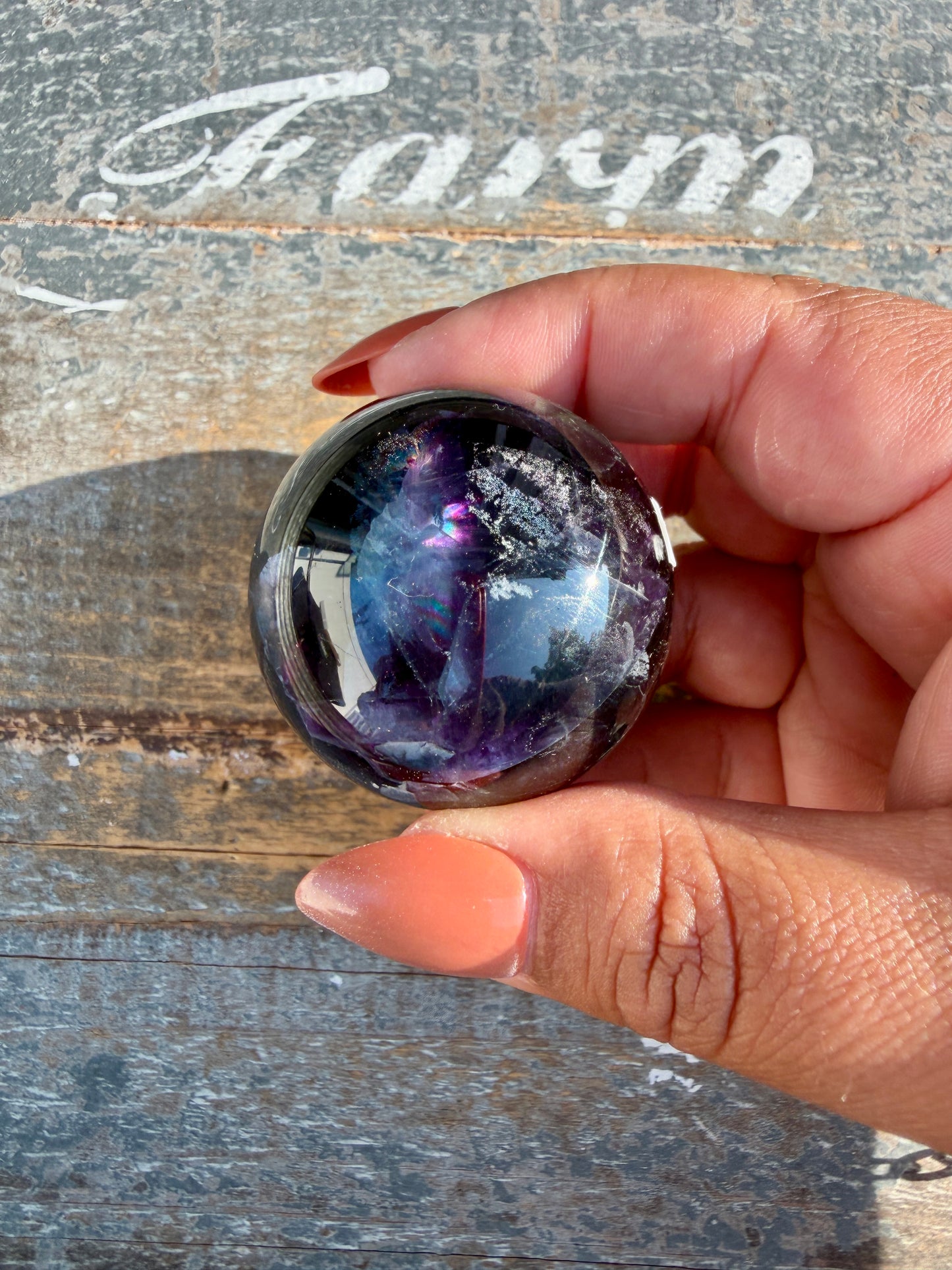 Gorgeous Dark Rainbow Fluorite Sphere | Opt P
