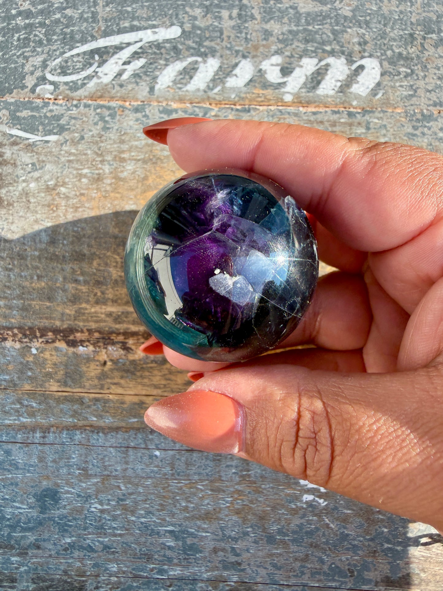Gorgeous Dark Rainbow Fluorite Sphere | Opt P