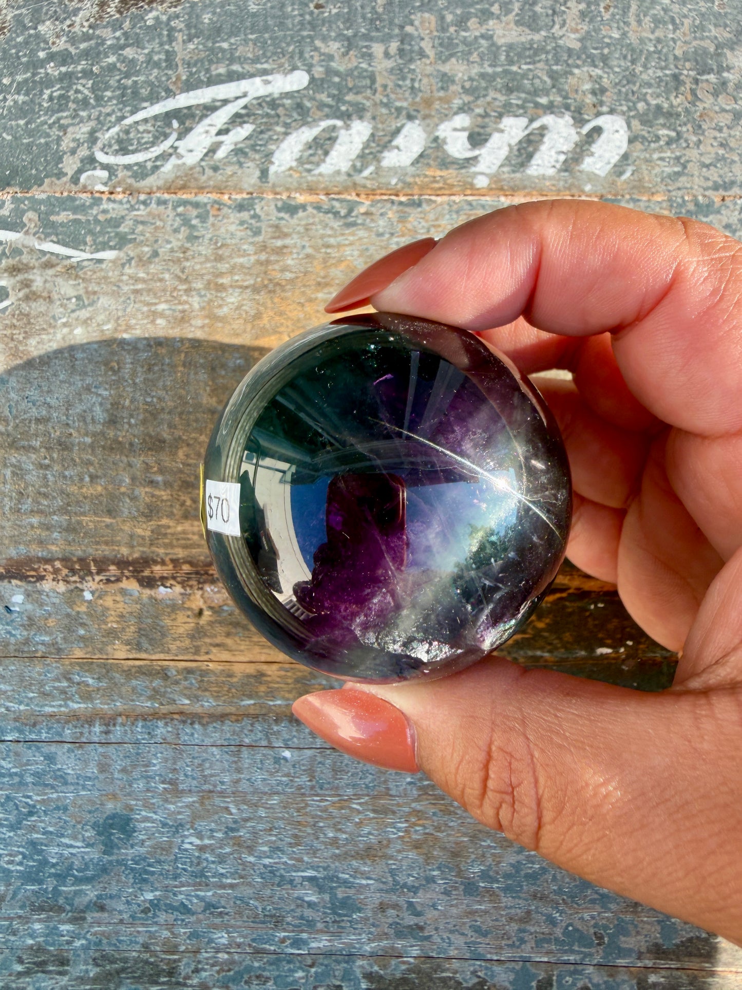 Gorgeous Dark Rainbow Fluorite Sphere | Opt N