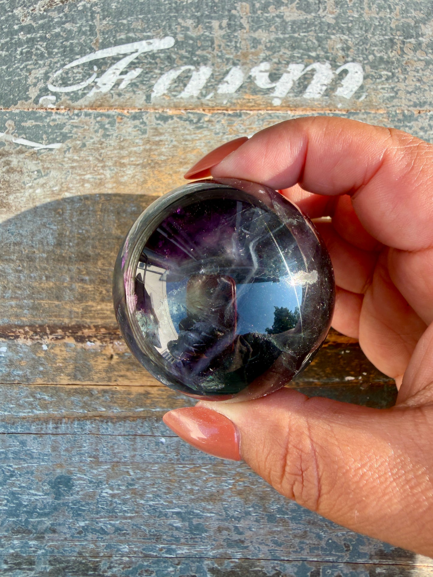 Gorgeous Dark Rainbow Fluorite Sphere | Opt N