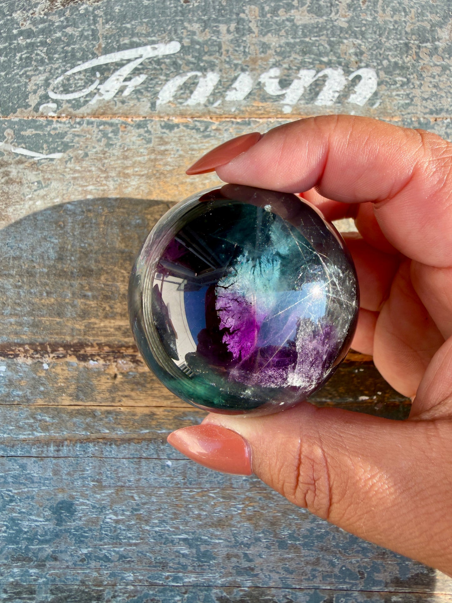 Gorgeous Dark Rainbow Fluorite Sphere | Opt N