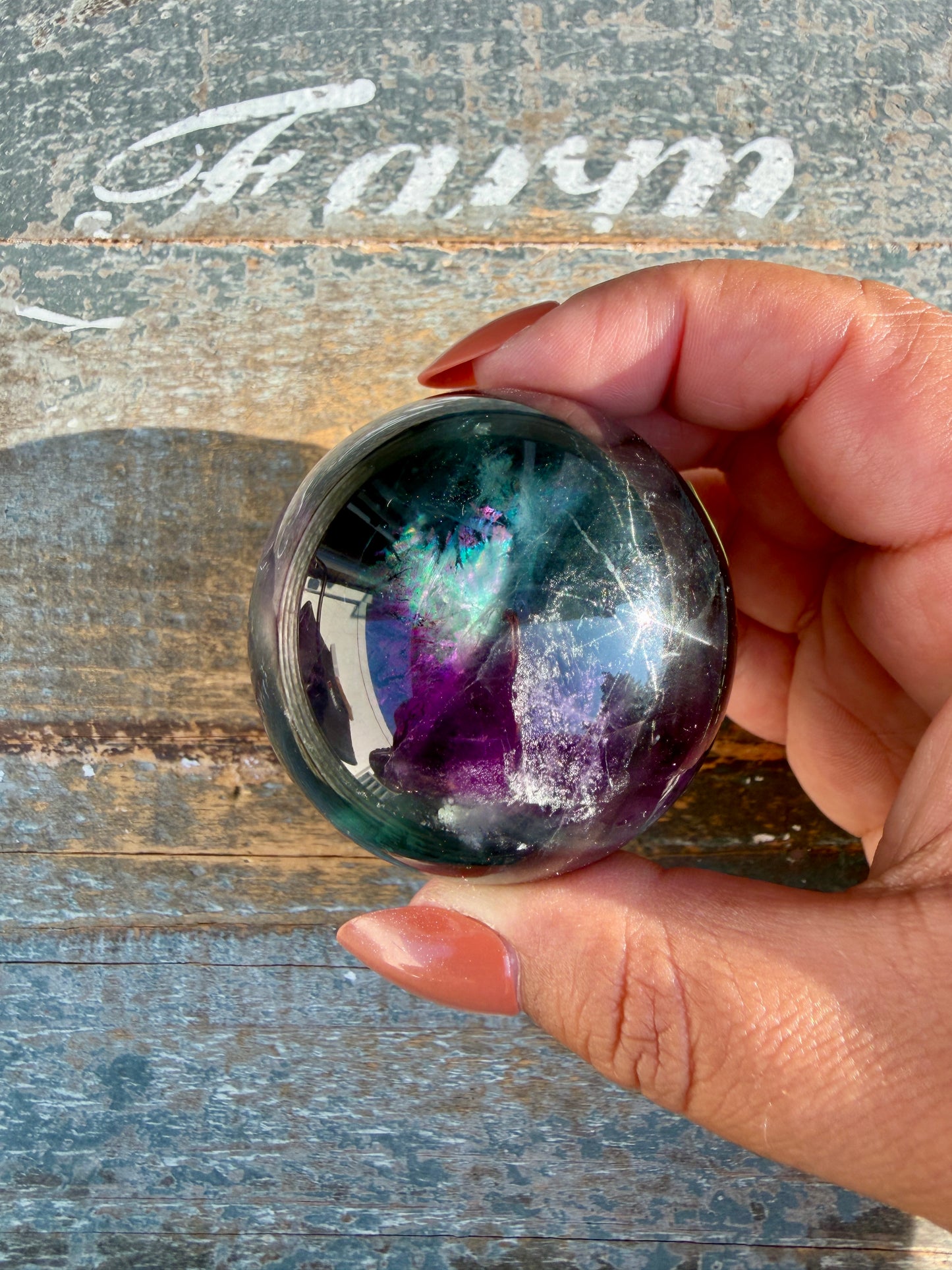Gorgeous Dark Rainbow Fluorite Sphere | Opt N
