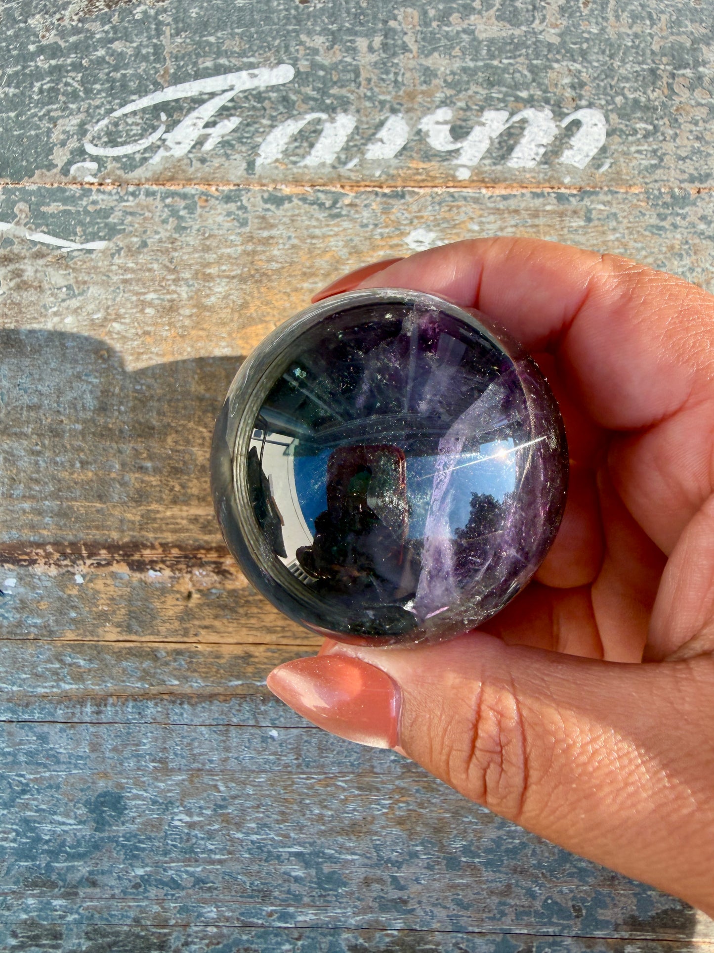 Gorgeous Dark Rainbow Fluorite Sphere | Opt N