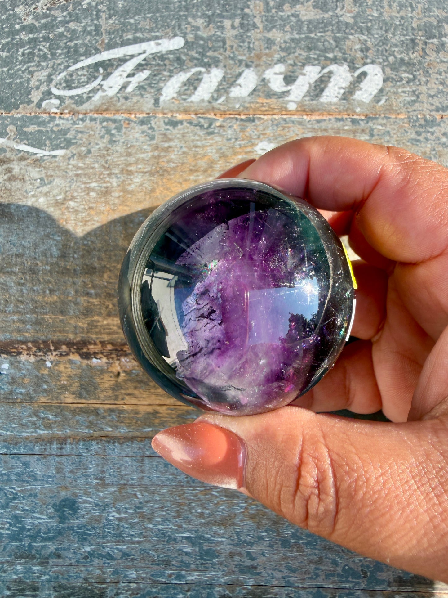 Gorgeous Dark Rainbow Fluorite Sphere | Opt N