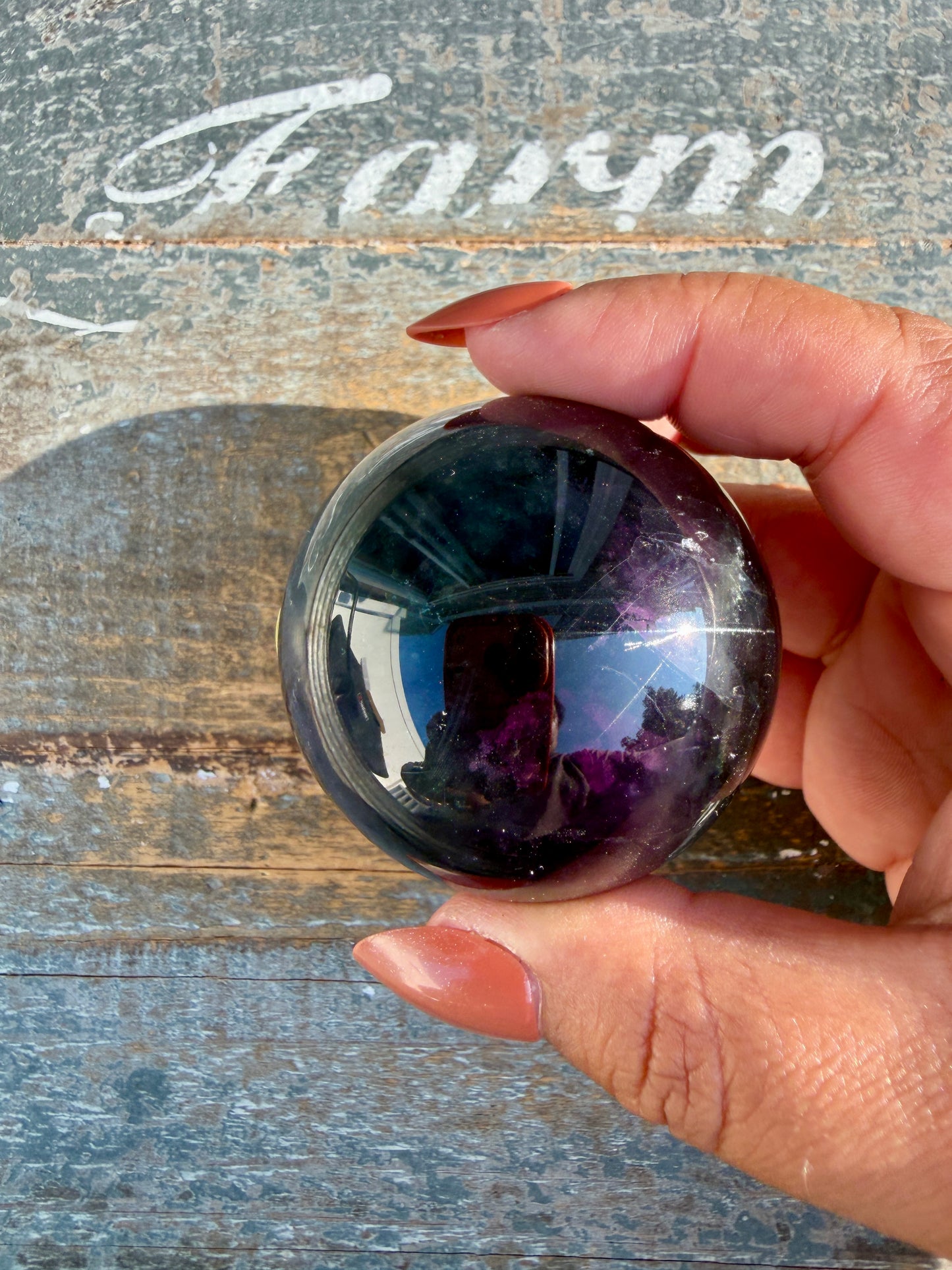 Gorgeous Dark Rainbow Fluorite Sphere | Opt N