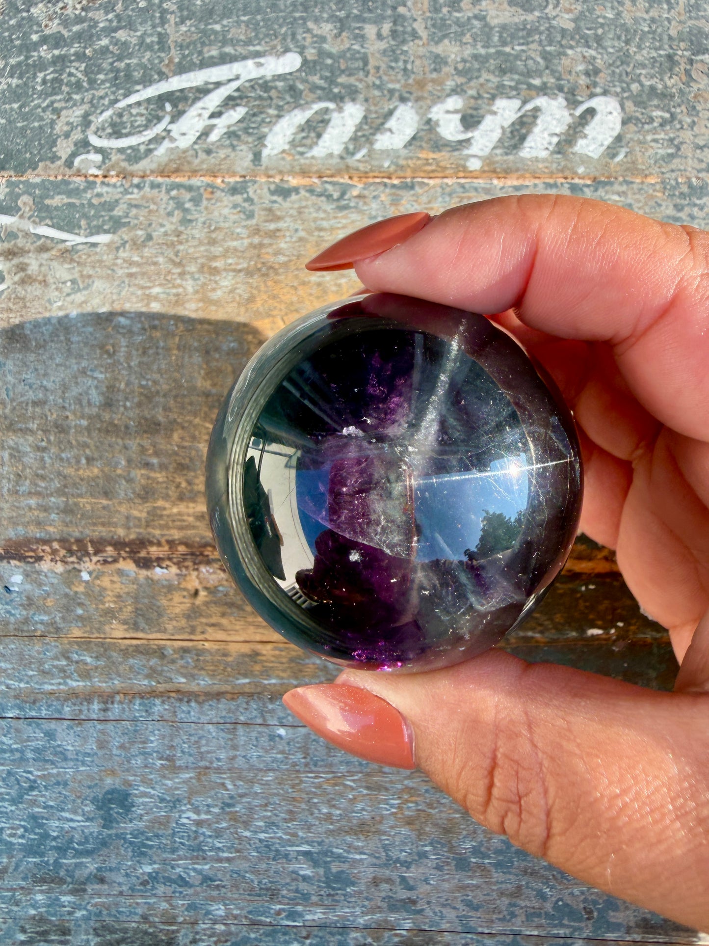 Gorgeous Dark Rainbow Fluorite Sphere | Opt N