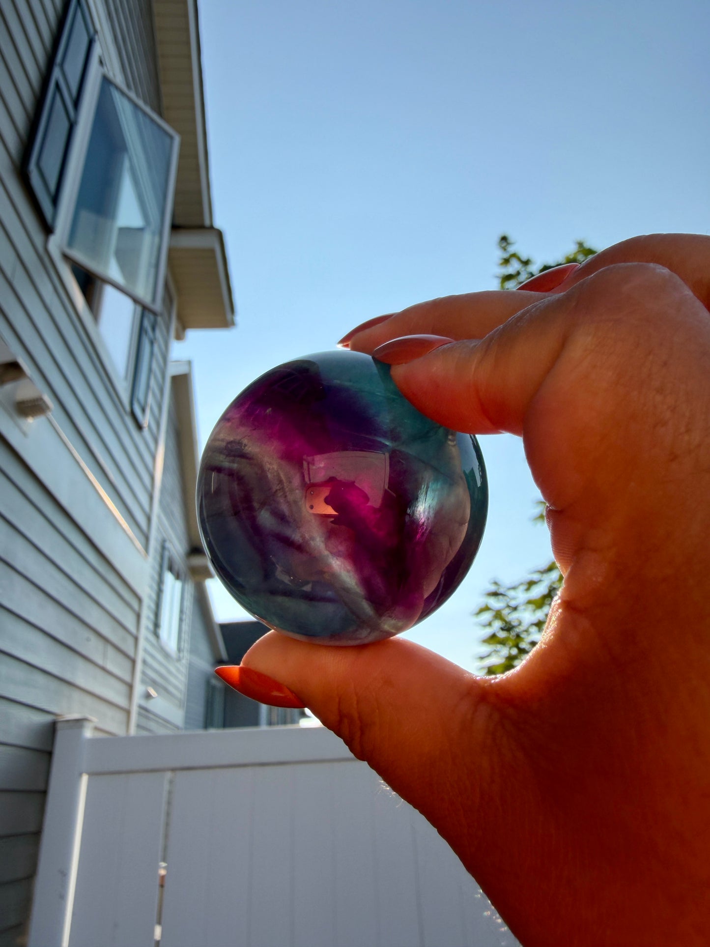 Gorgeous Dark Rainbow Fluorite Sphere | Opt N