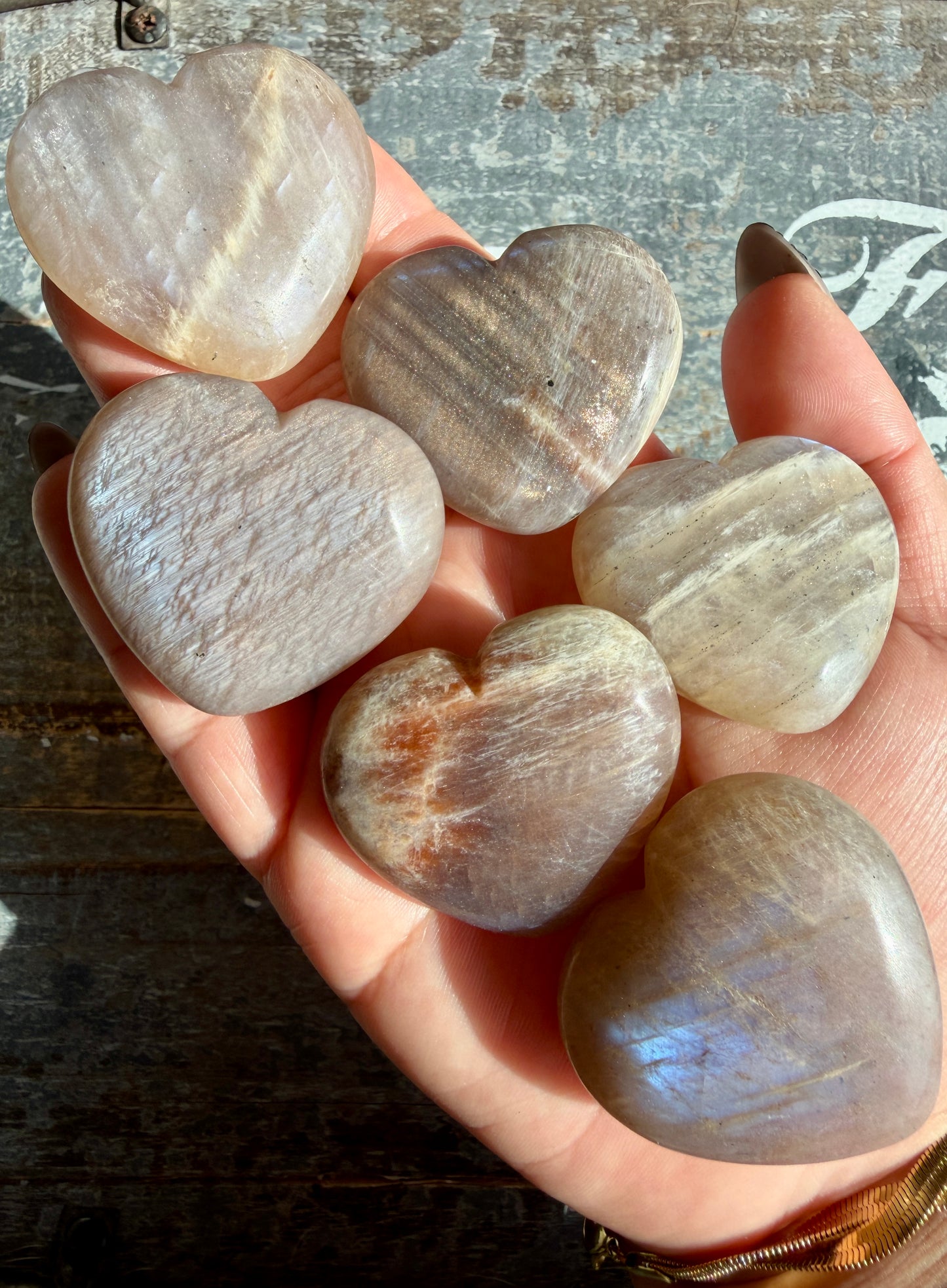One (1) Blue Flash Moonstone Small Heart | Intuitively Chosen