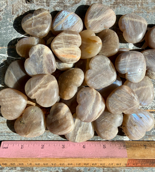 One (1) Blue Flash Moonstone Small Heart | Intuitively Chosen