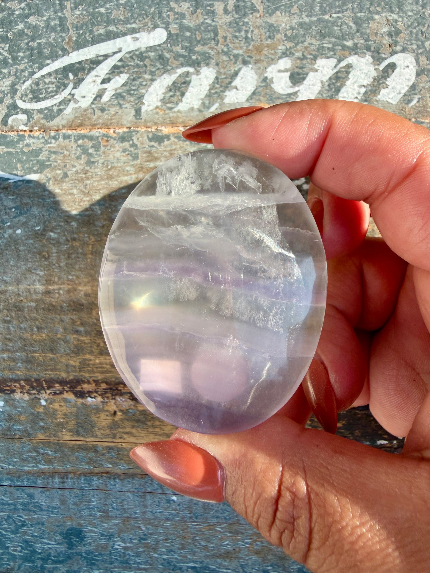 Gorgeous Yttrium Fluorite Palm Stone | Opt 13