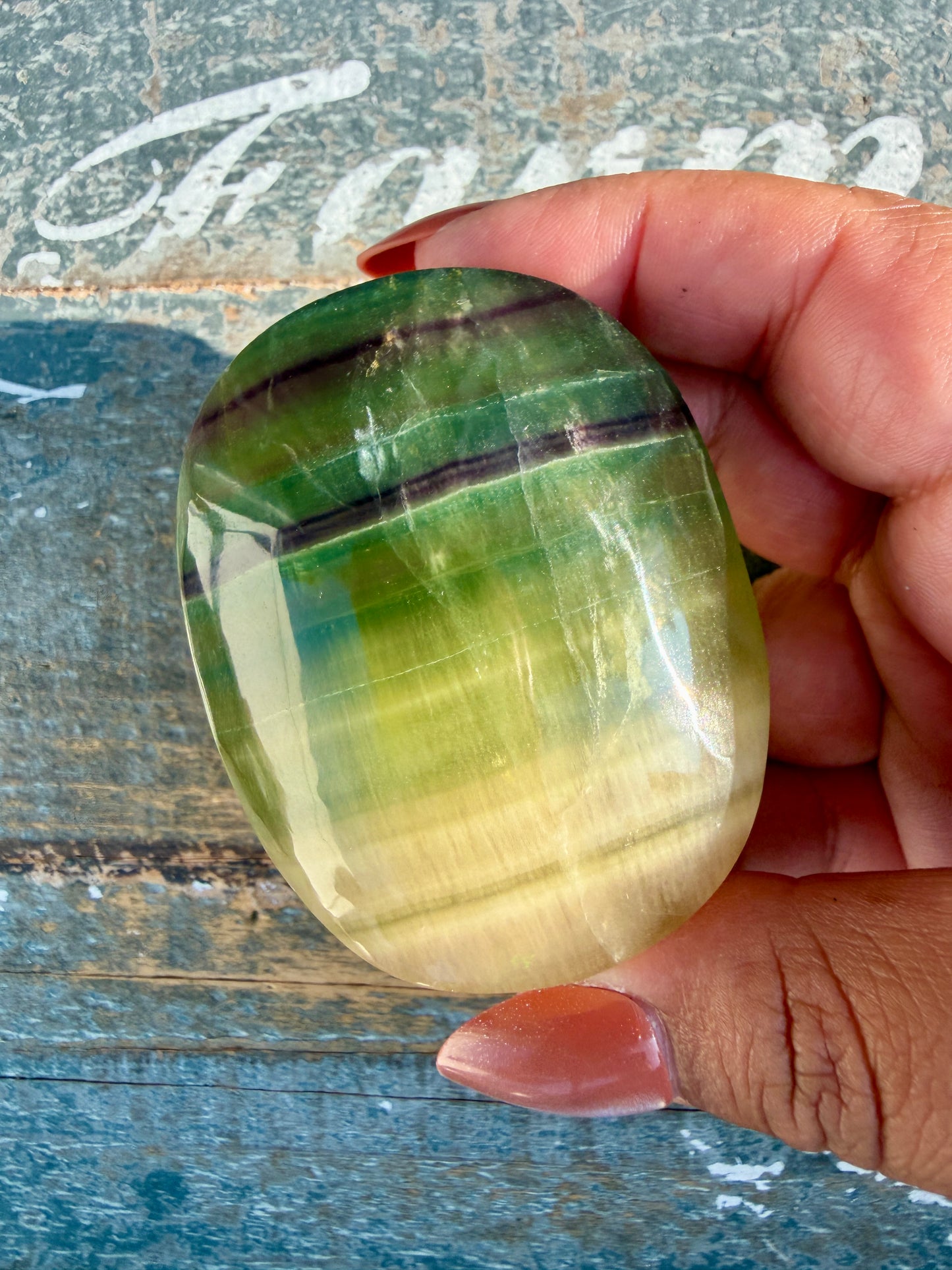 Gorgeous Yttrium Fluorite Palm Stone | Opt 12