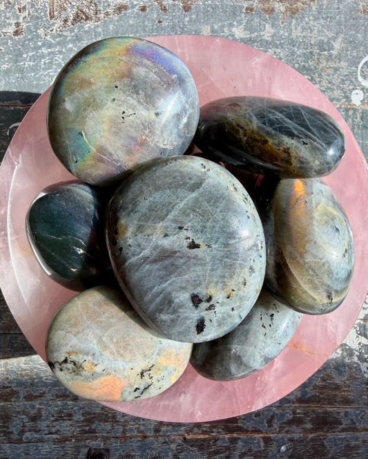 One (1) Colorful Flash Labradorite Palm Stone | Intuitively Chosen
