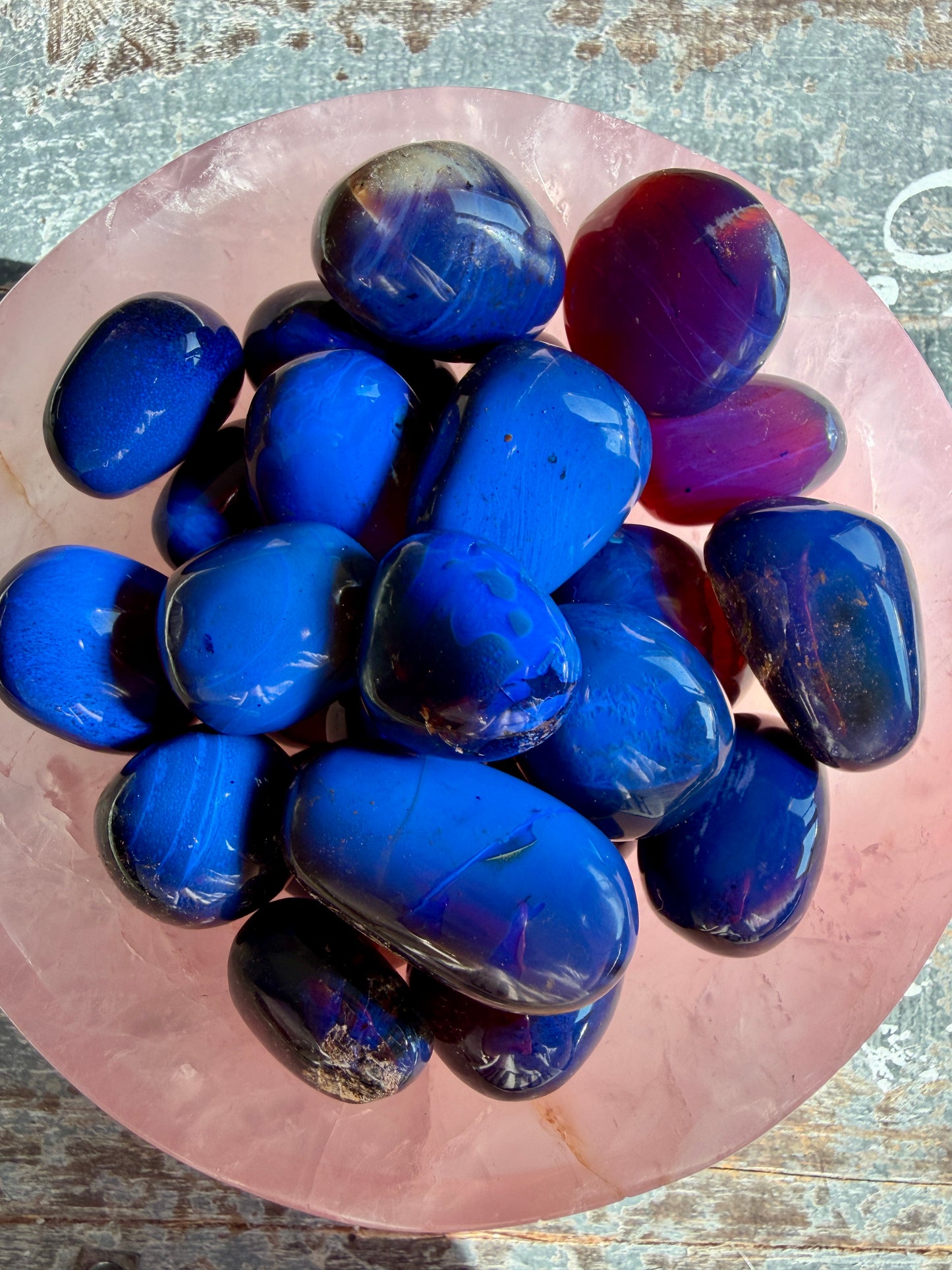 One (1) Blue Amber Tumble | UV Reactive | Indonesia | Intuitively Chosen