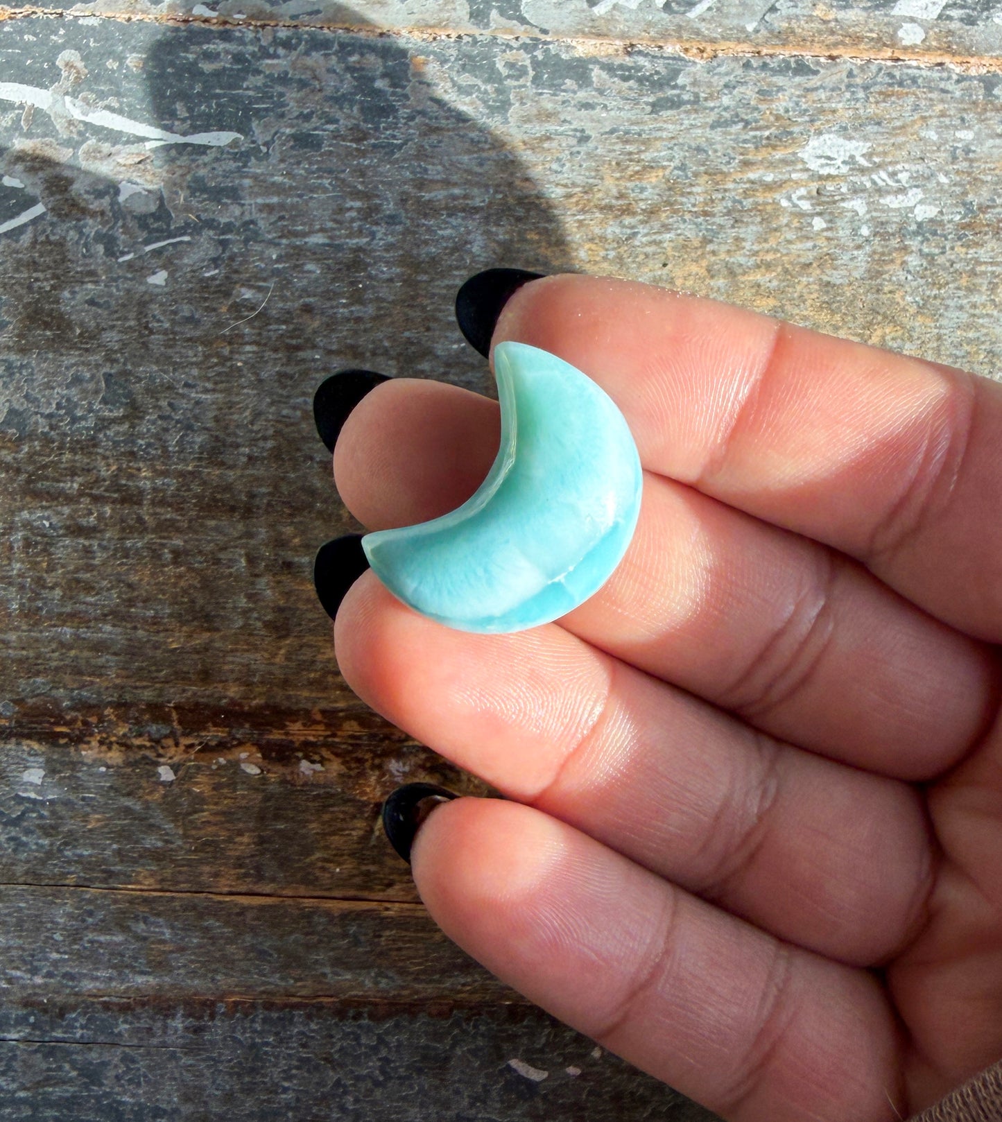 Gorgeous Larimar Mini Moon from the Dominican Republic | Opt B