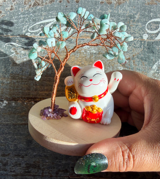 Gorgeous Larimar Lucky Cat Tree from the Dominican Republic | Intuitively Chosen