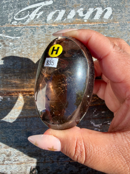 Gorgeous Smokey Quartz Palm Stone from Brazil | Opt H