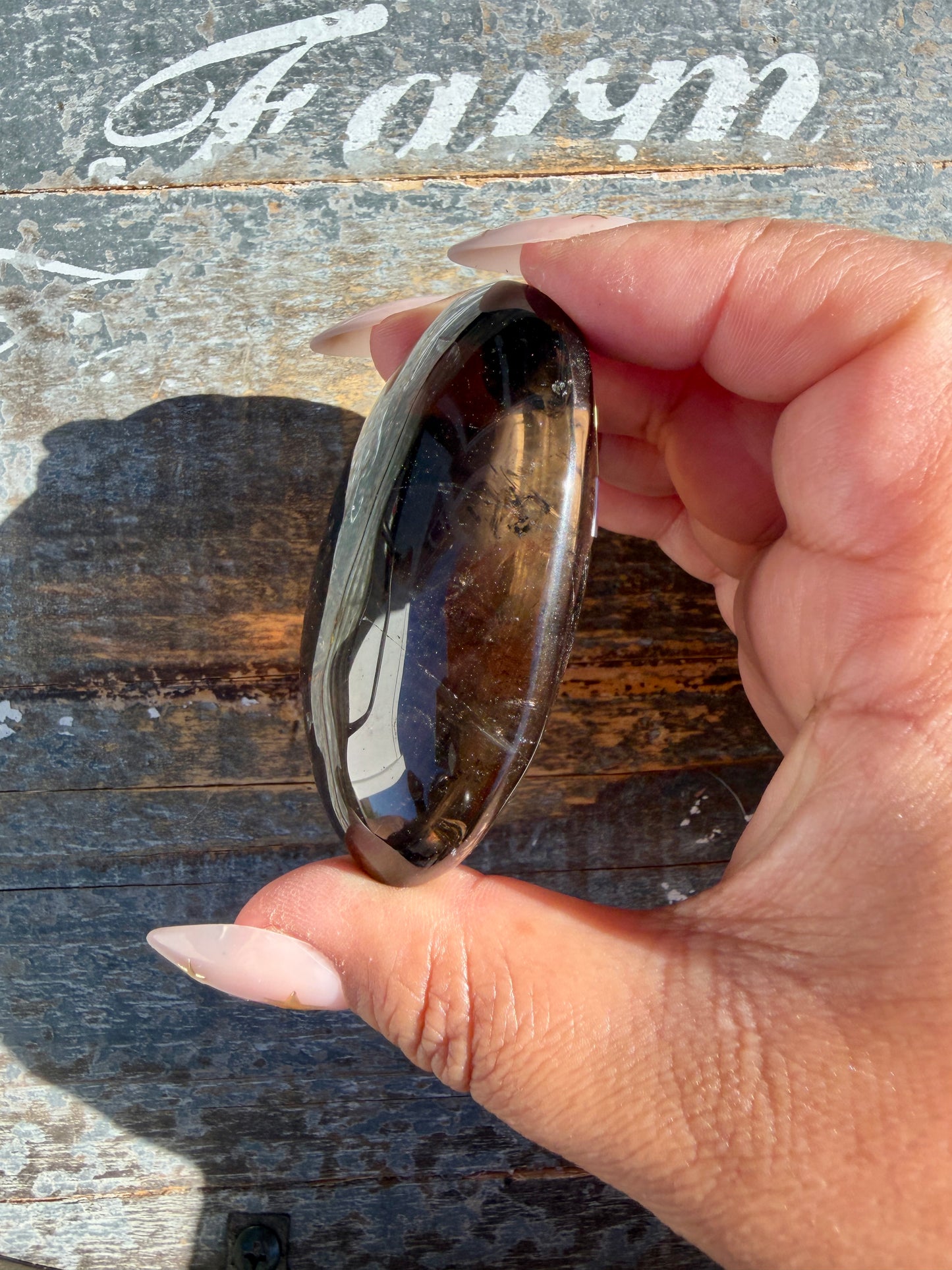 Gorgeous Smokey Quartz Palm Stone from Brazil | Opt H