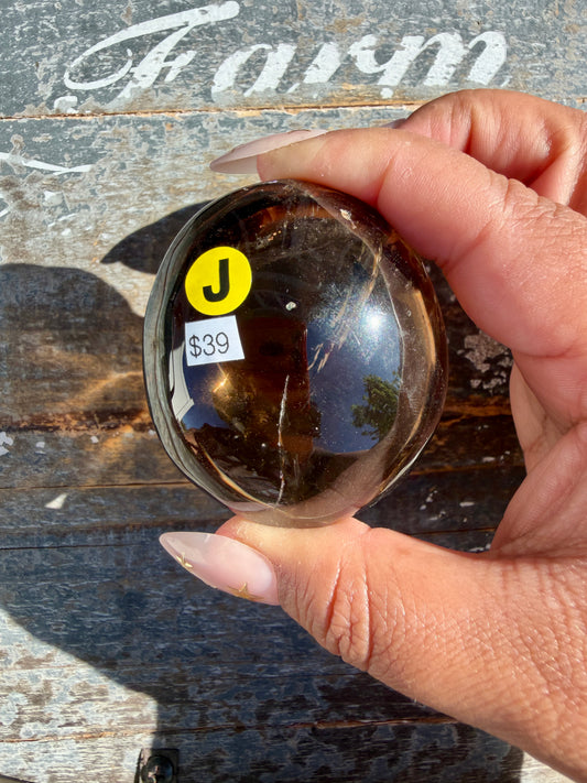 Gorgeous Smokey Quartz Palm Stone from Brazil | Opt J
