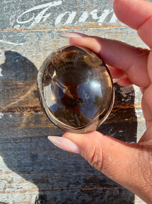 Gorgeous Smokey Quartz Palm Stone from Brazil | Opt J