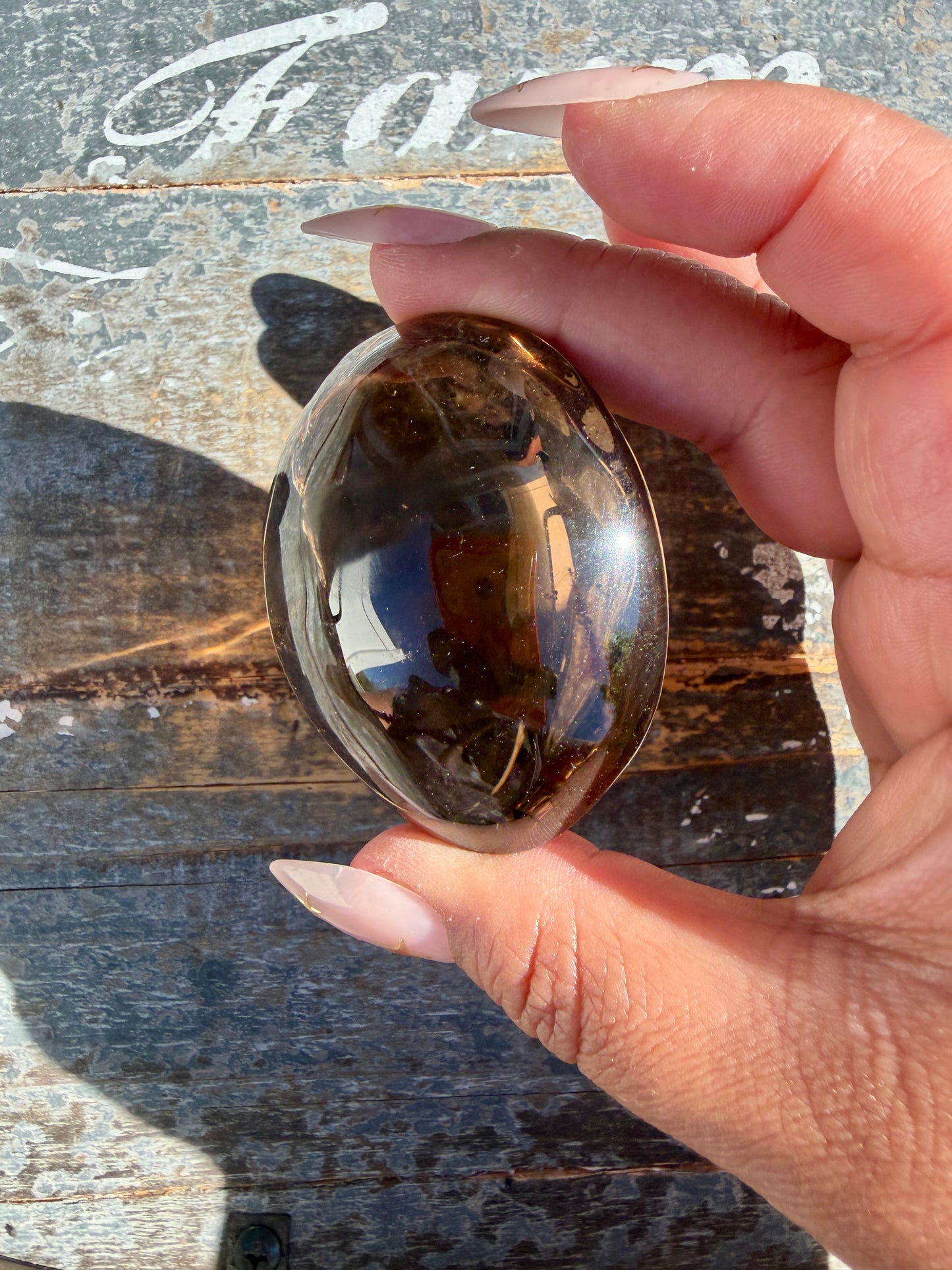 Gorgeous Smokey Quartz Palm Stone from Brazil | Opt J