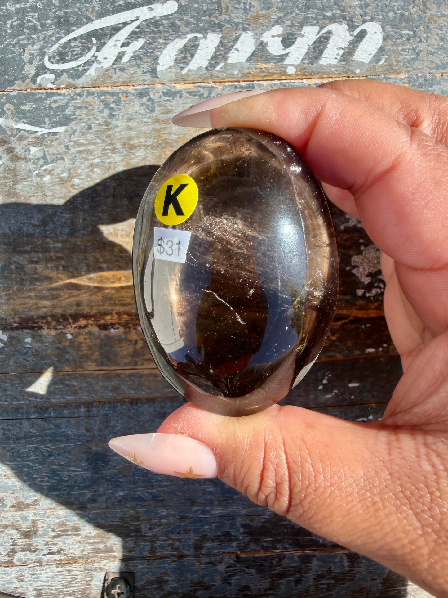 Gorgeous Smokey Quartz Palm Stone from Brazil | Opt K