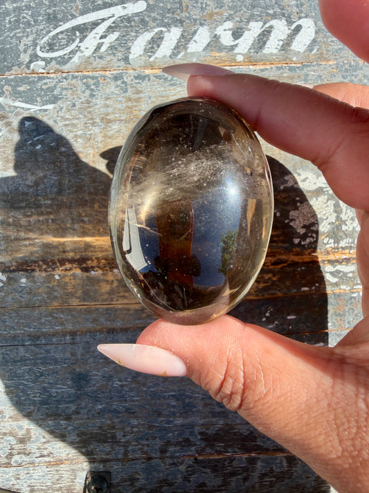 Gorgeous Smokey Quartz Palm Stone from Brazil | Opt K