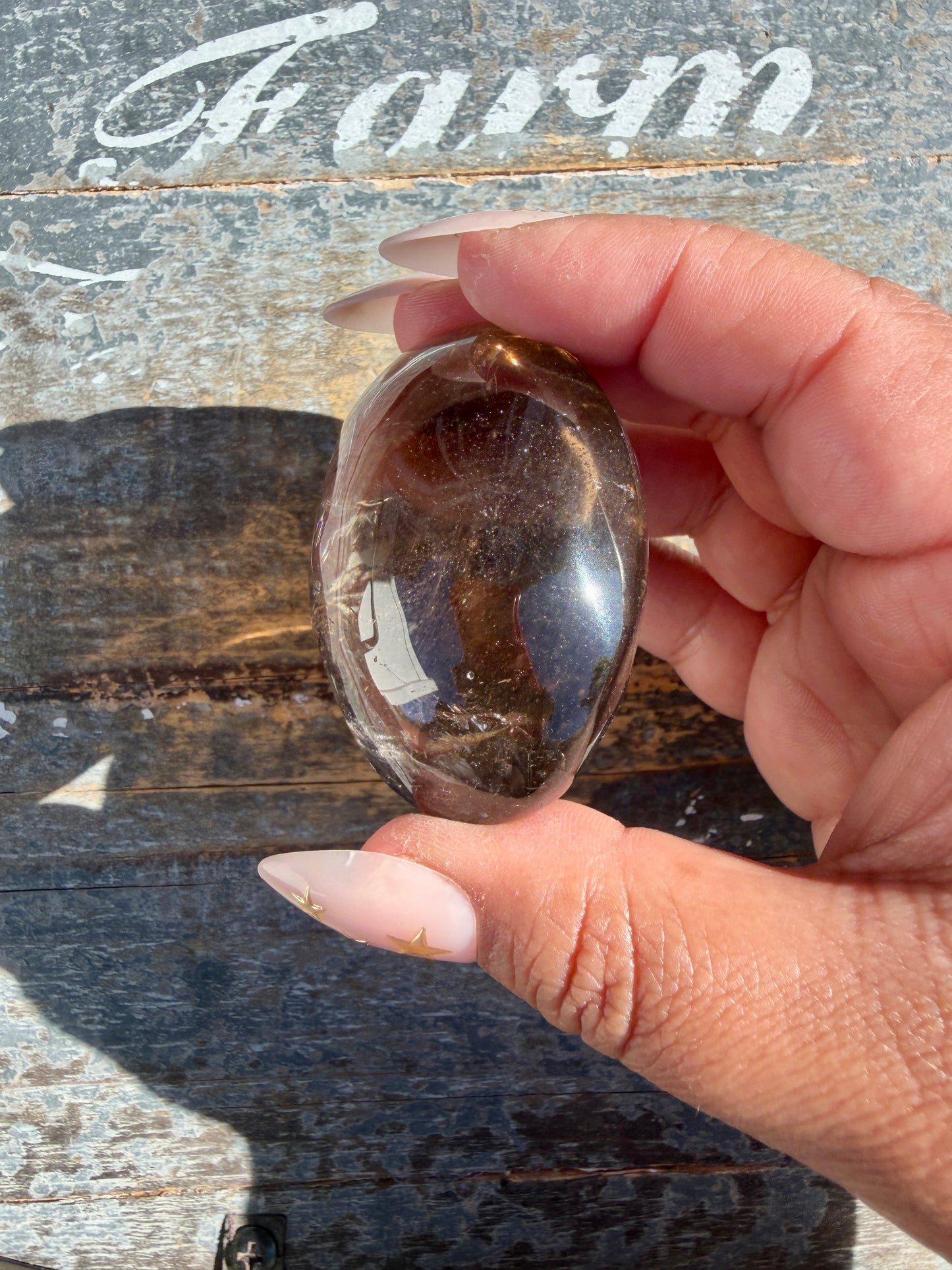 Gorgeous Smokey Quartz Palm Stone from Brazil | Opt L