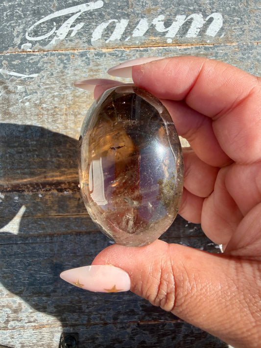 Gorgeous Smokey Quartz Palm Stone from Brazil | Opt M