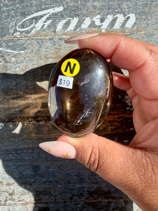 Gorgeous Smokey Quartz Palm Stone from Brazil | Opt N